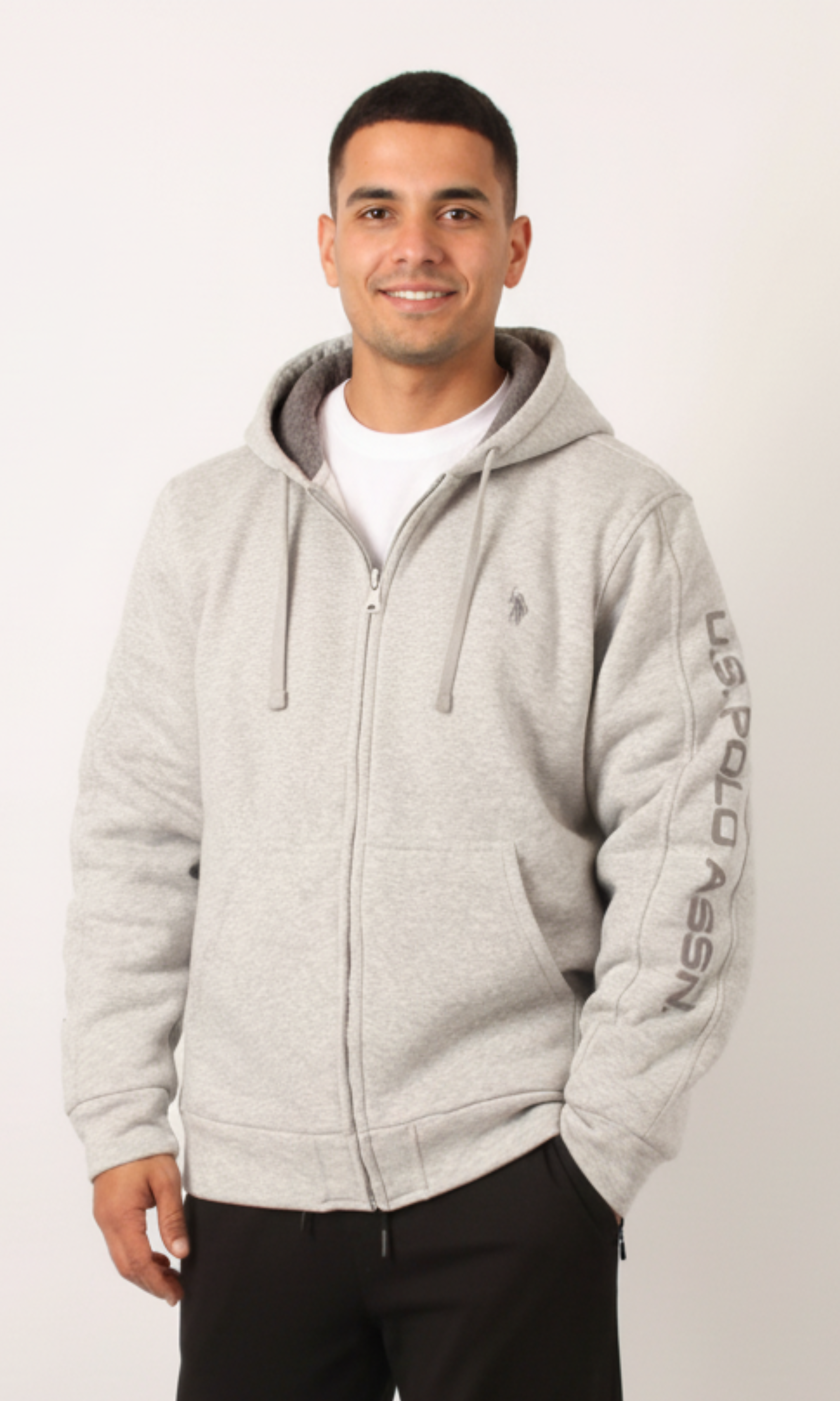 Men PRL Zip Hoodie Jacket Sherpa Lined Hoodie