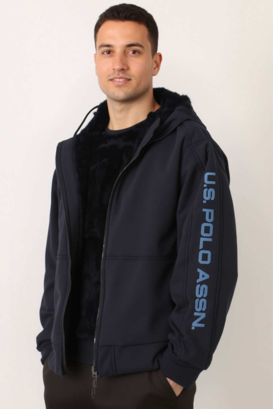 Men PRL Zip Hoodie Jacket Sherpa Lined Hoodie