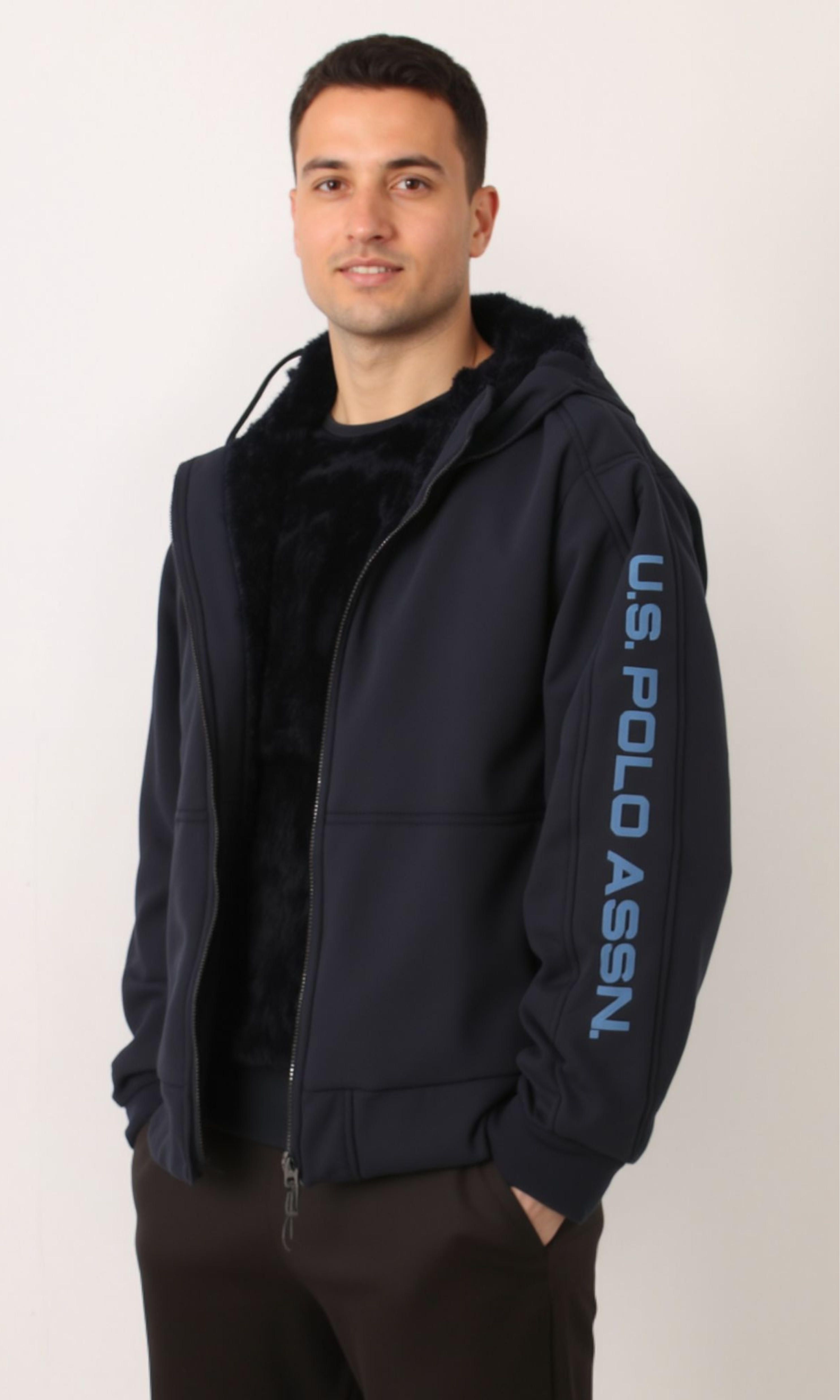 Men PRL Zip Hoodie Jacket Sherpa Lined Hoodie