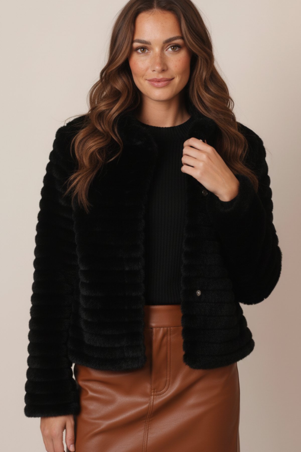 Women Stand-Up Collar Fur Jacket