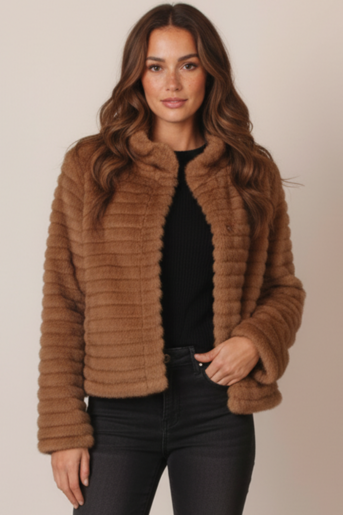 Women Stand-Up Collar Fur Jacket