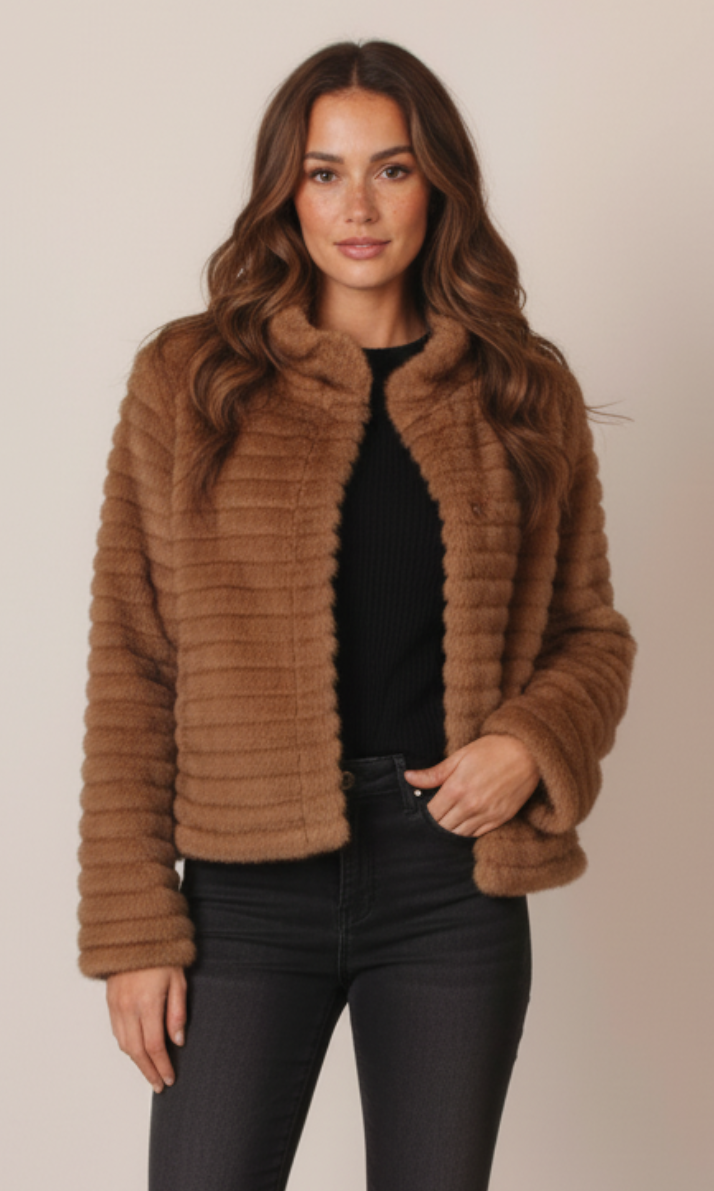 Women Stand-Up Collar Fur Jacket