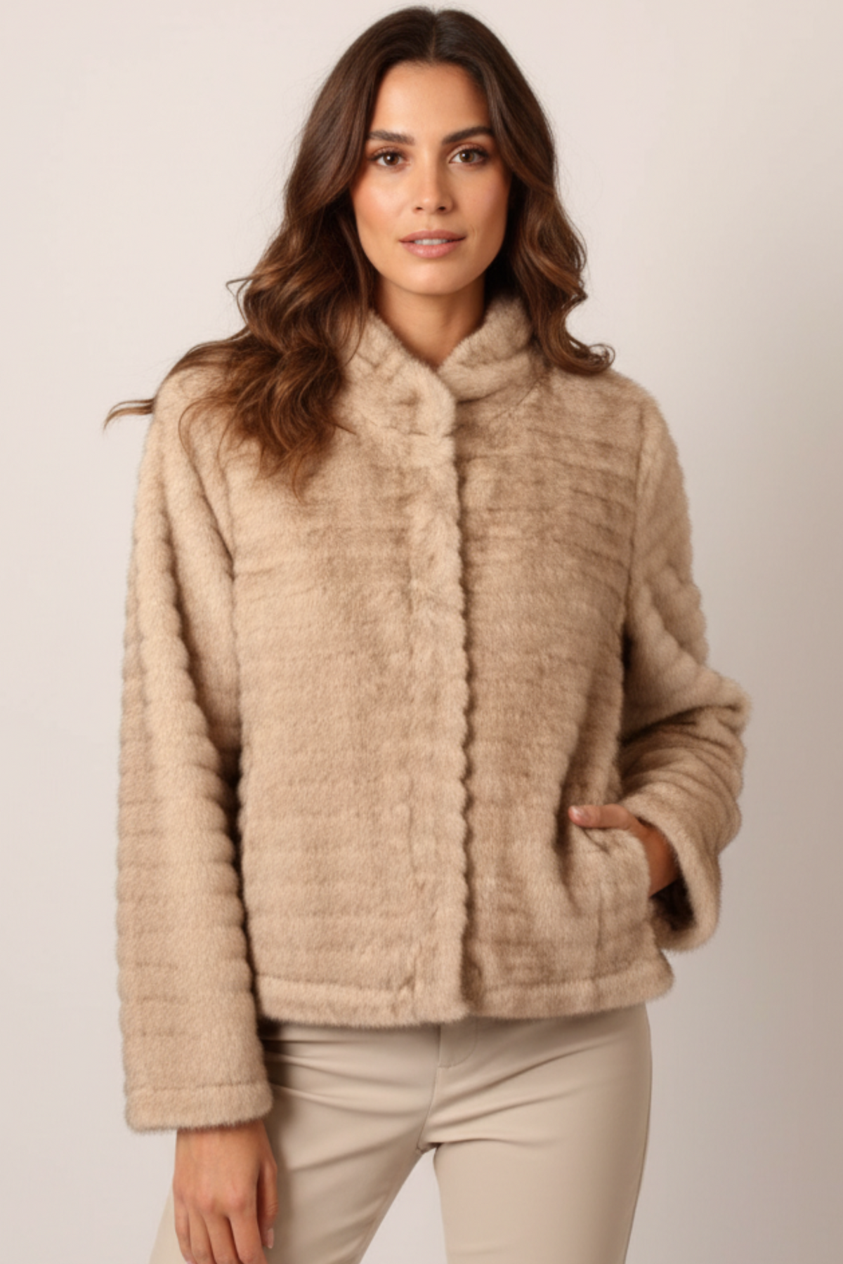 Women Stand-Up Collar Fur Jacket