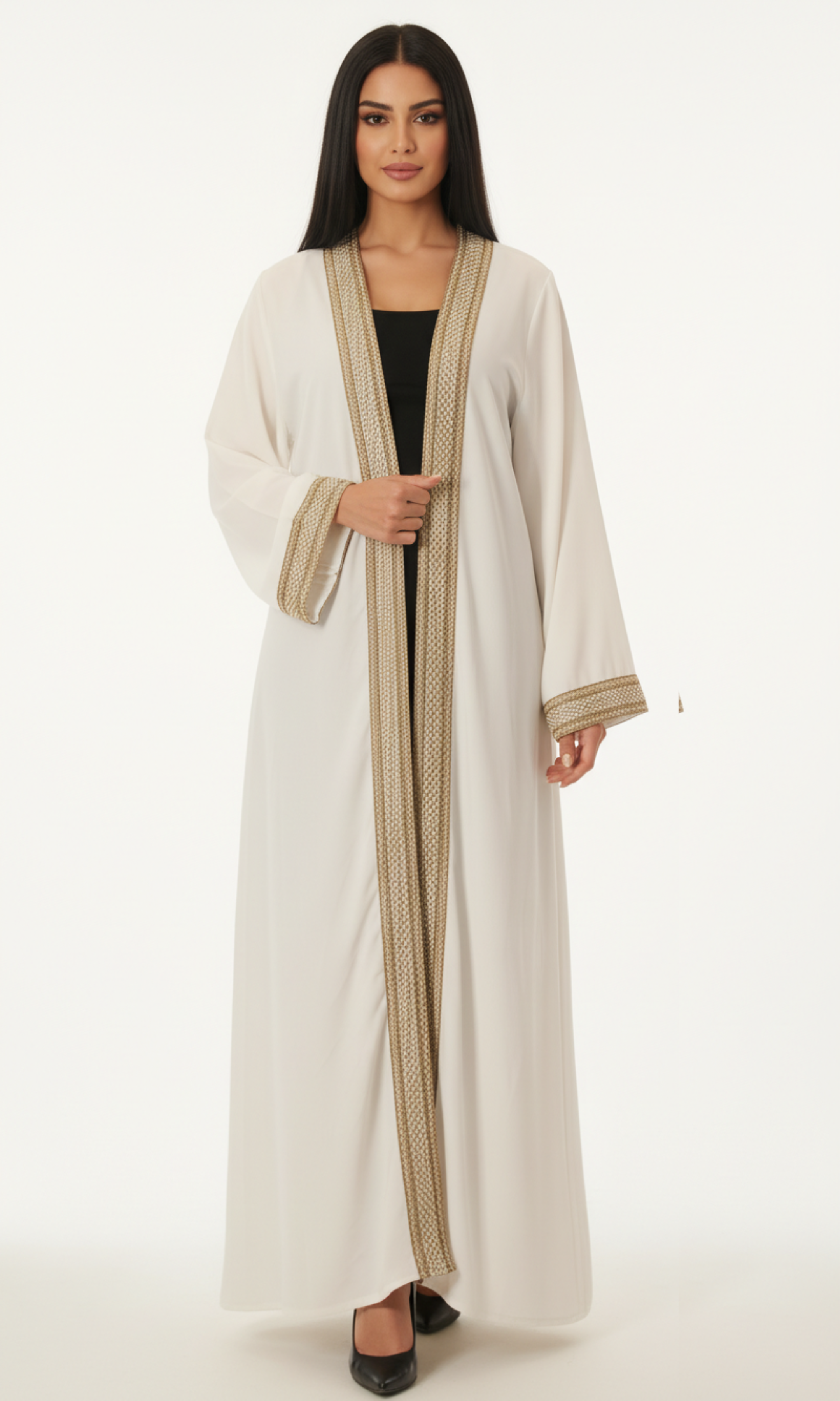 Women Long Cardigan With Tape (White)