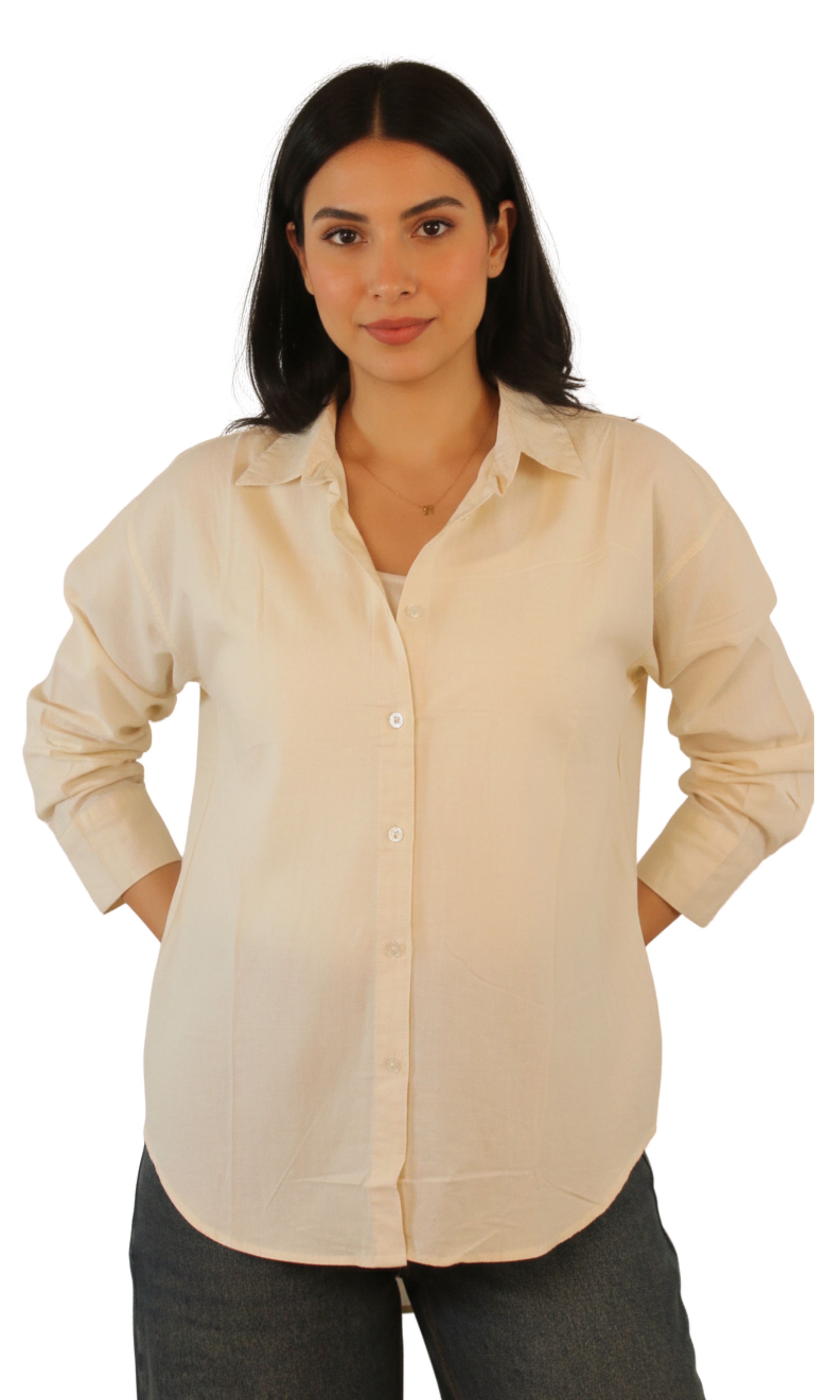 Women Linen Blend Shirt -Loose Fit