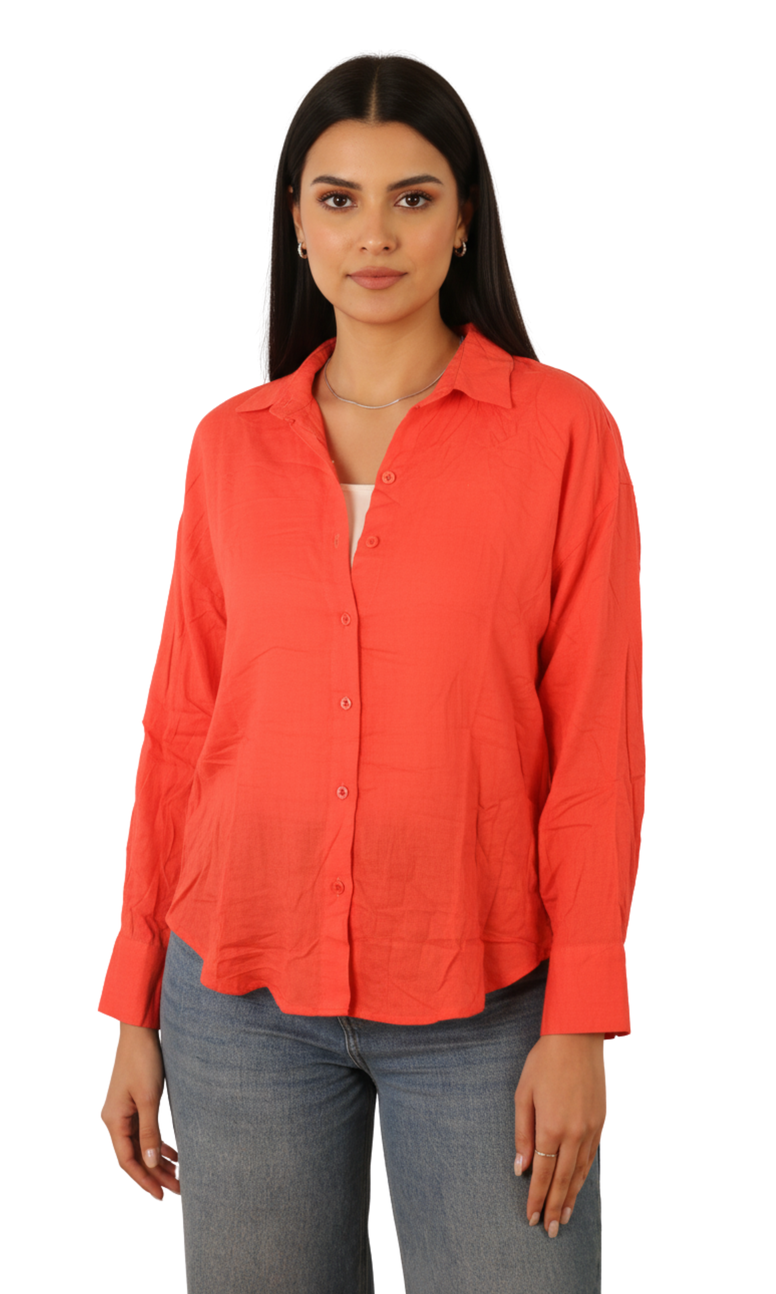 Women Linen Blend Shirt -Loose Fit
