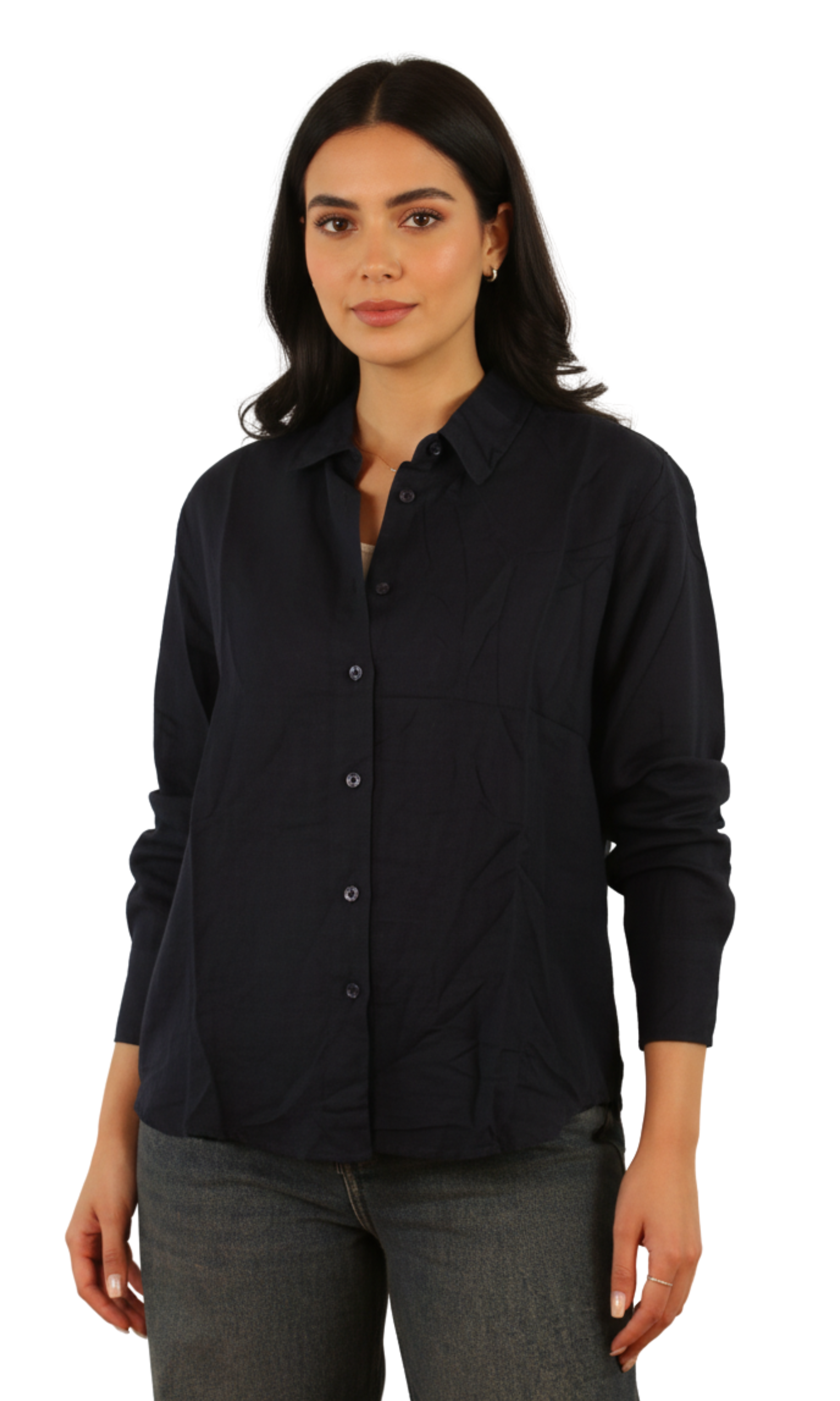 Women Linen Button-Up Shirt
