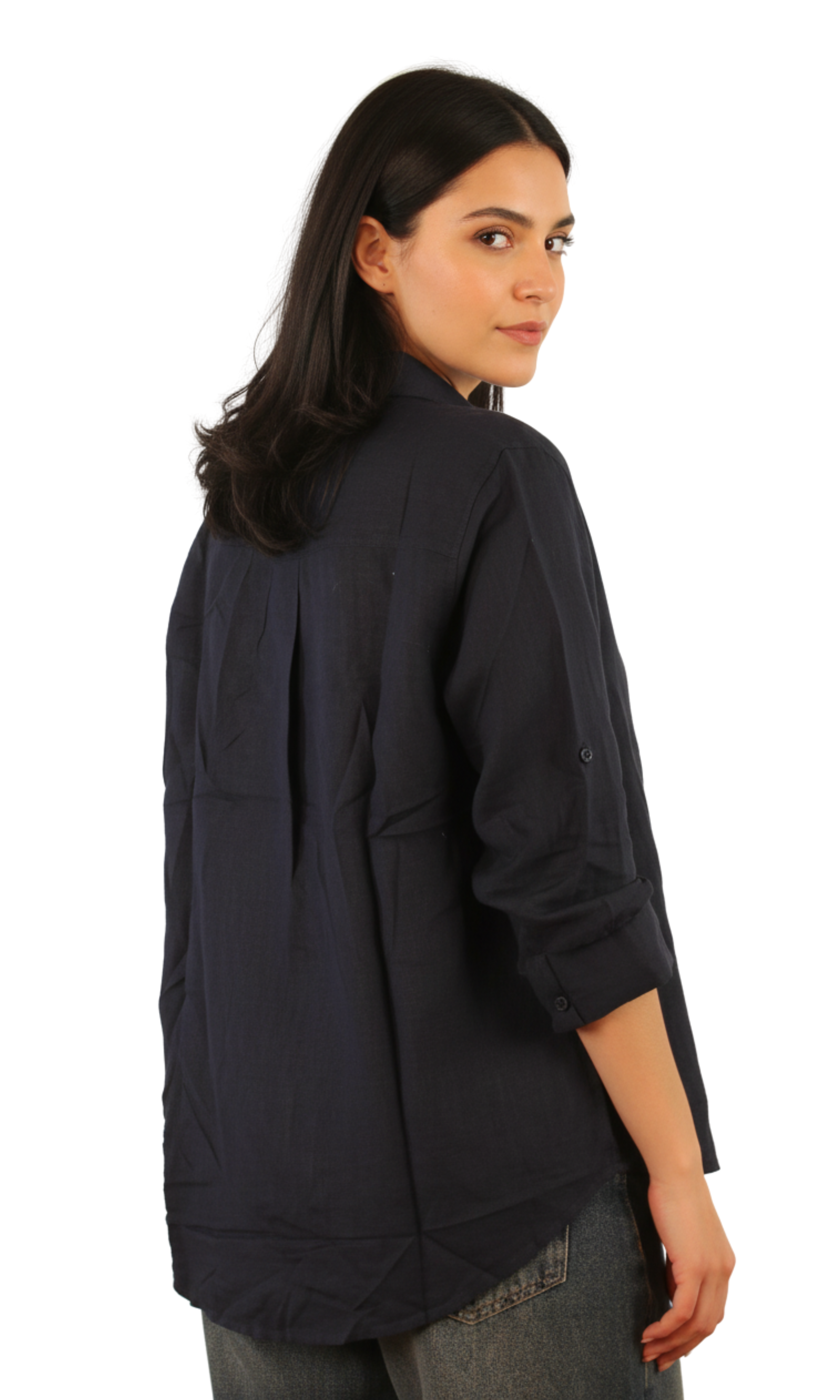 Women Linen Button-Up Shirt