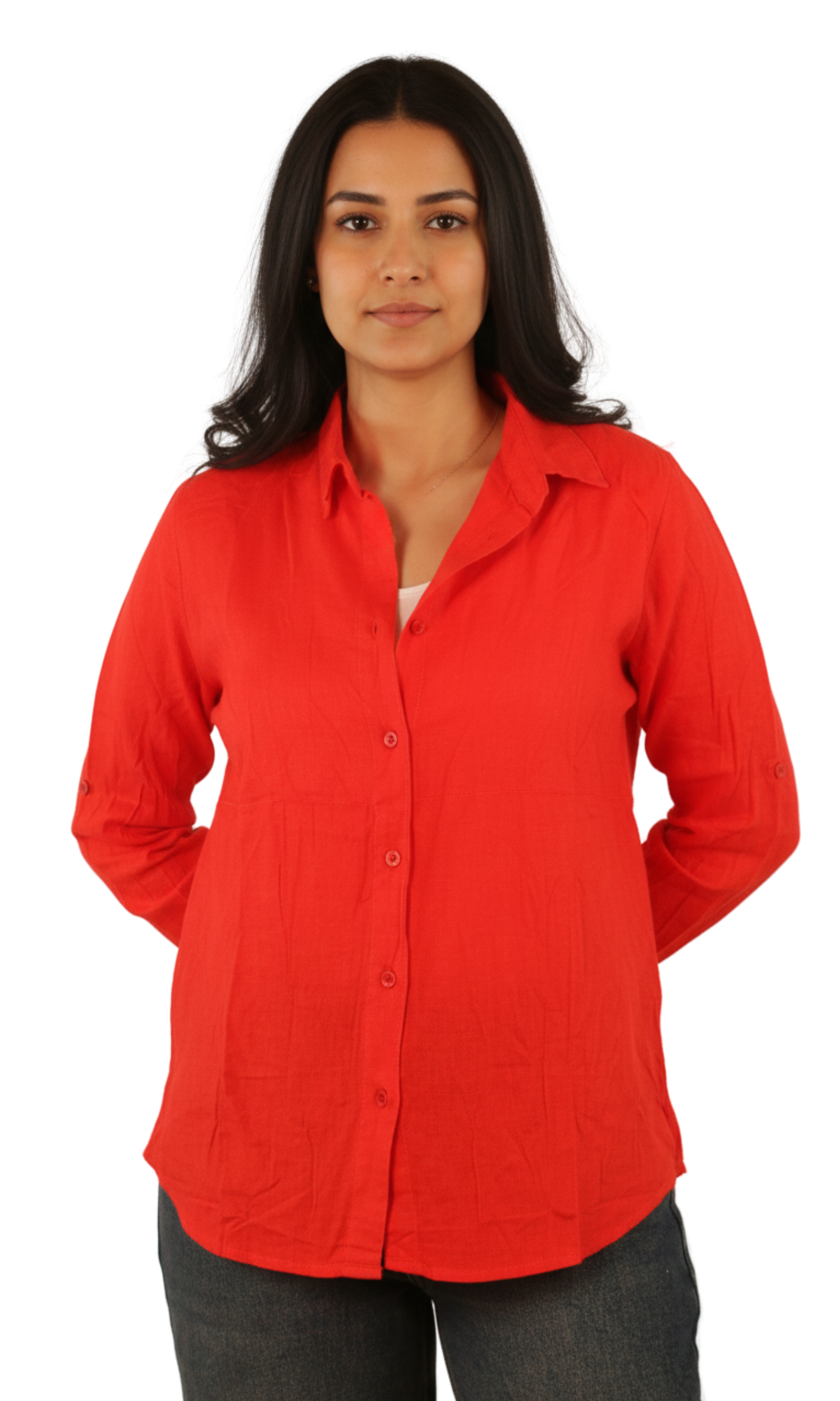 Women Linen Button-Up Shirt