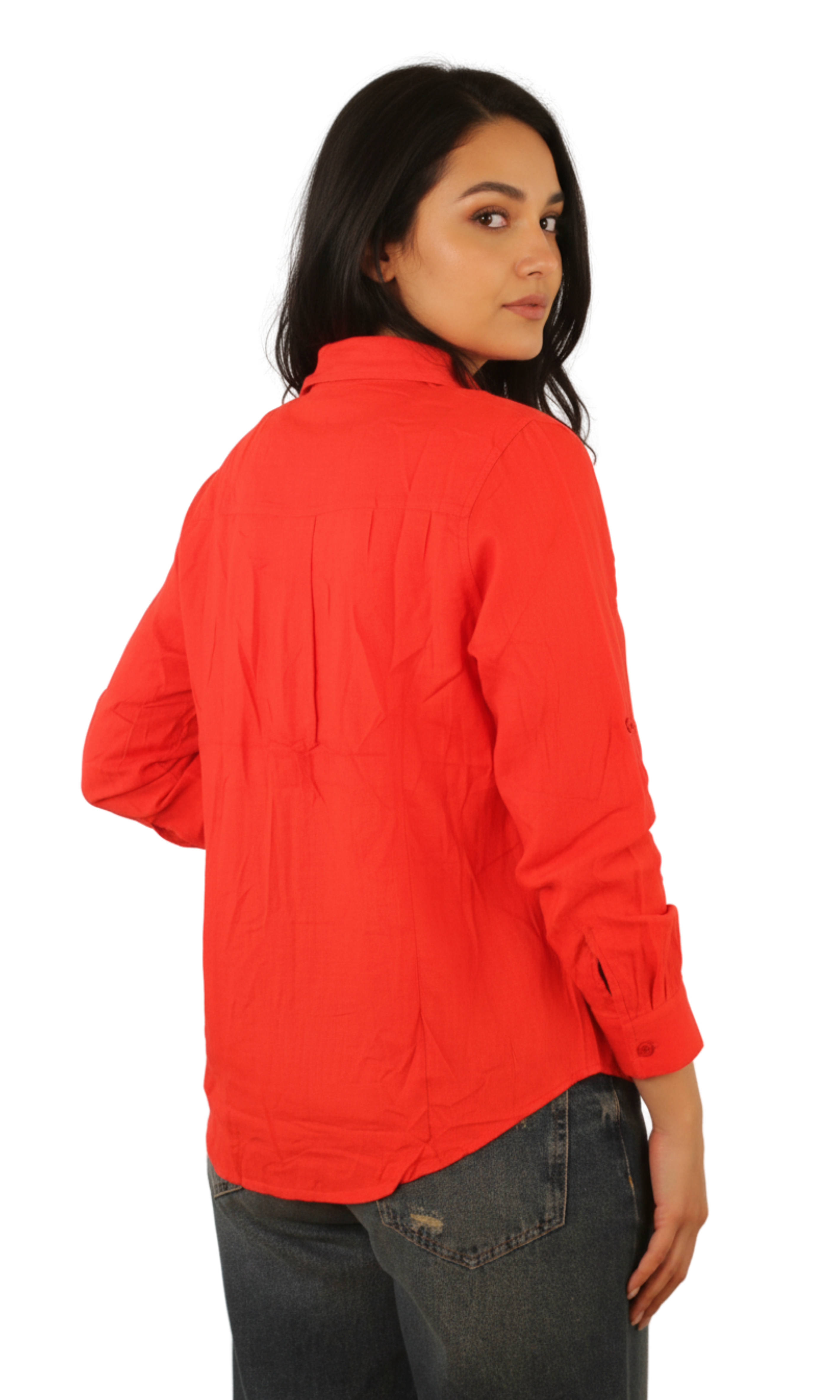 Women Linen Button-Up Shirt