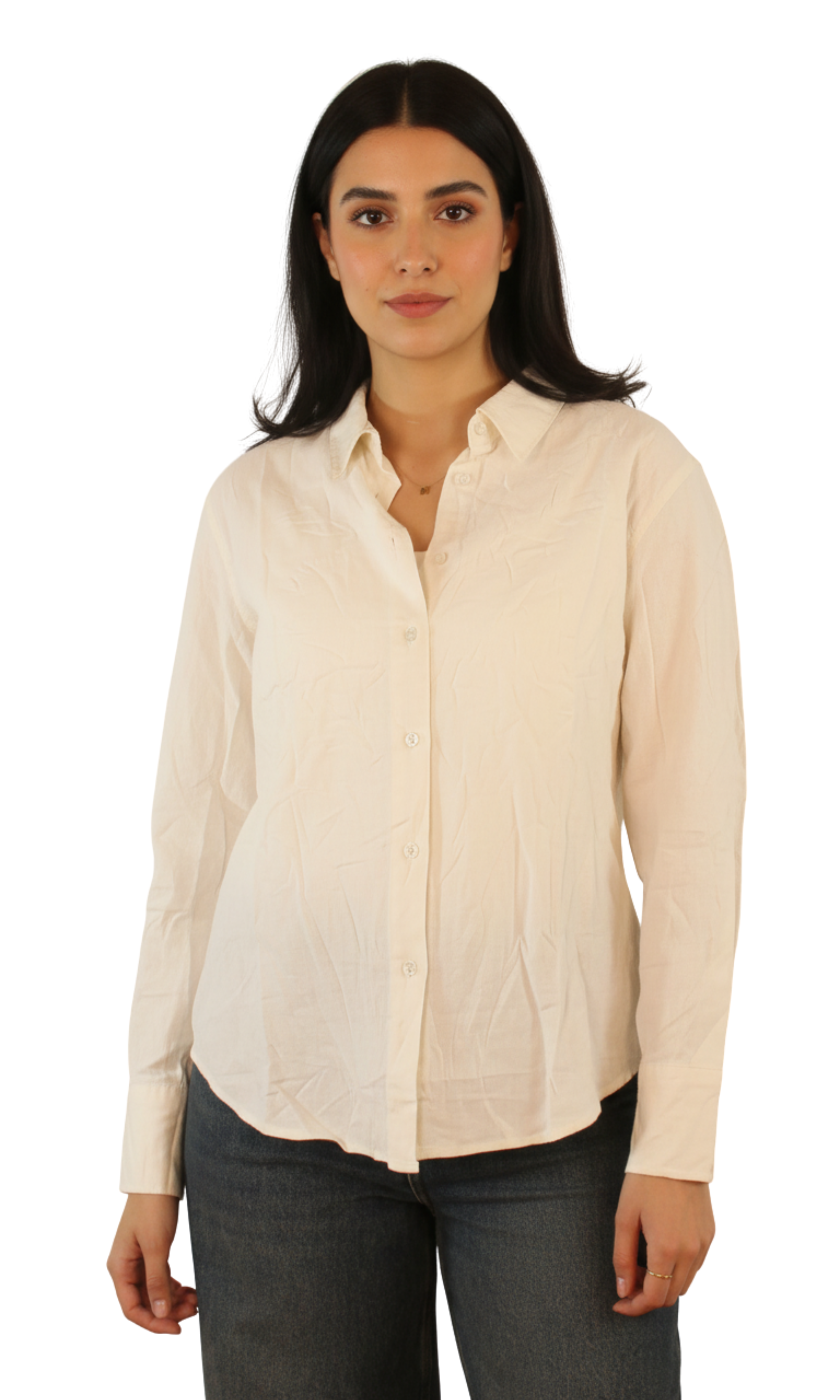 Women Linen Button-Up Shirt