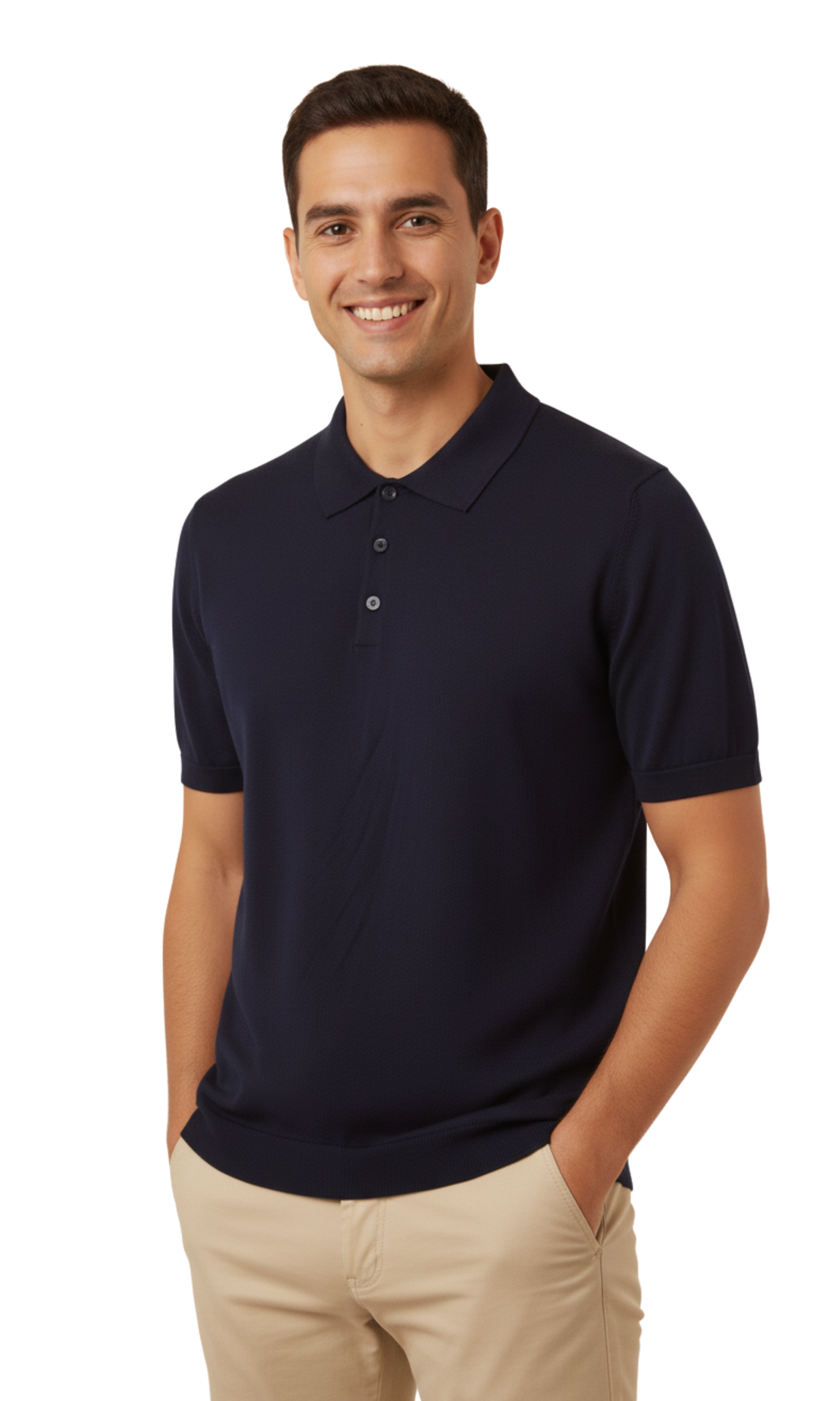 Men Knitted Polo Shirt Classic Collar