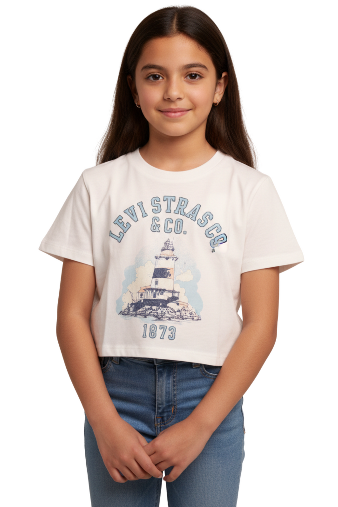 Kids Cropped T-Shirt (White)