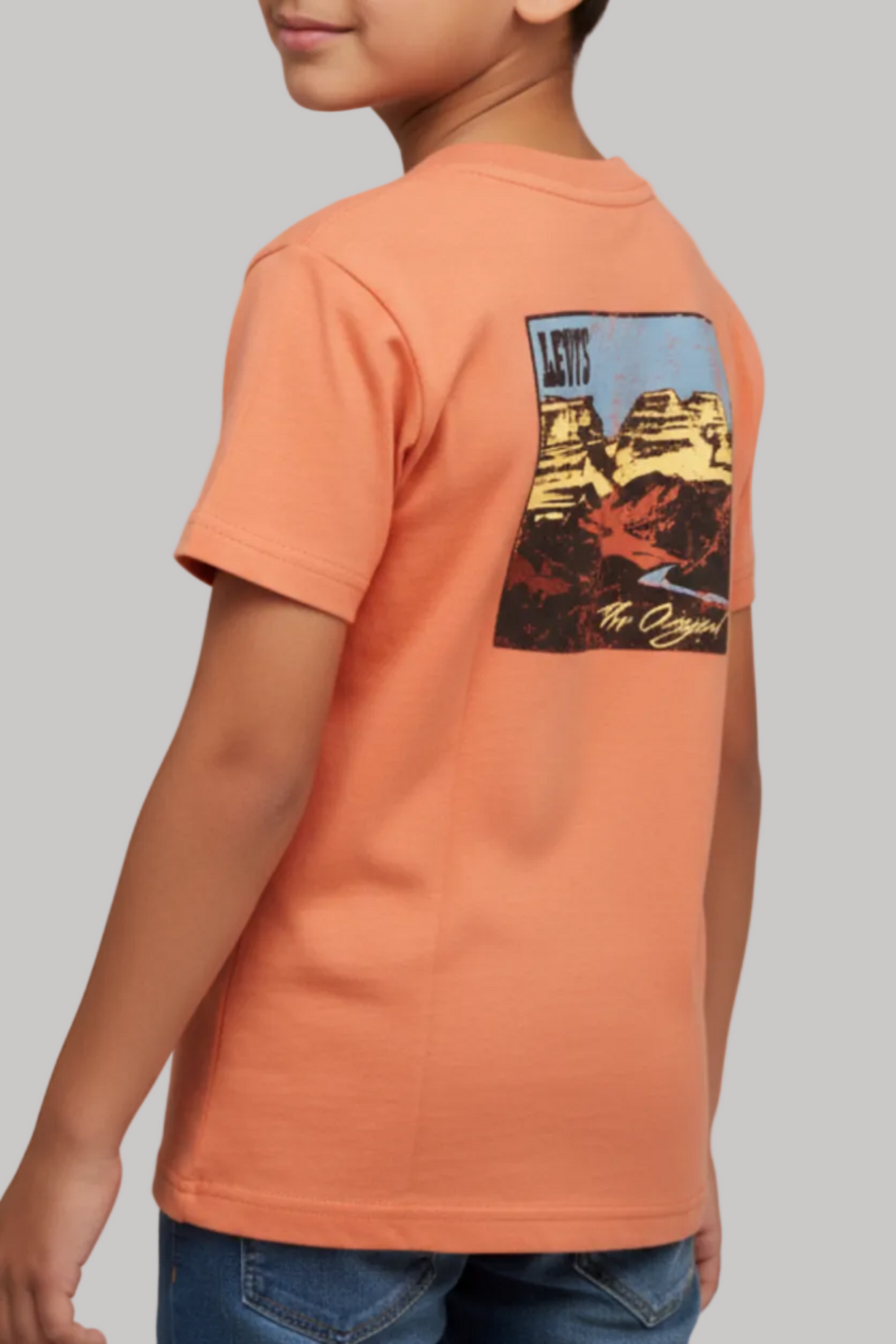 Kids Crew Neck T-Shirt - Chest pocket (Orange)