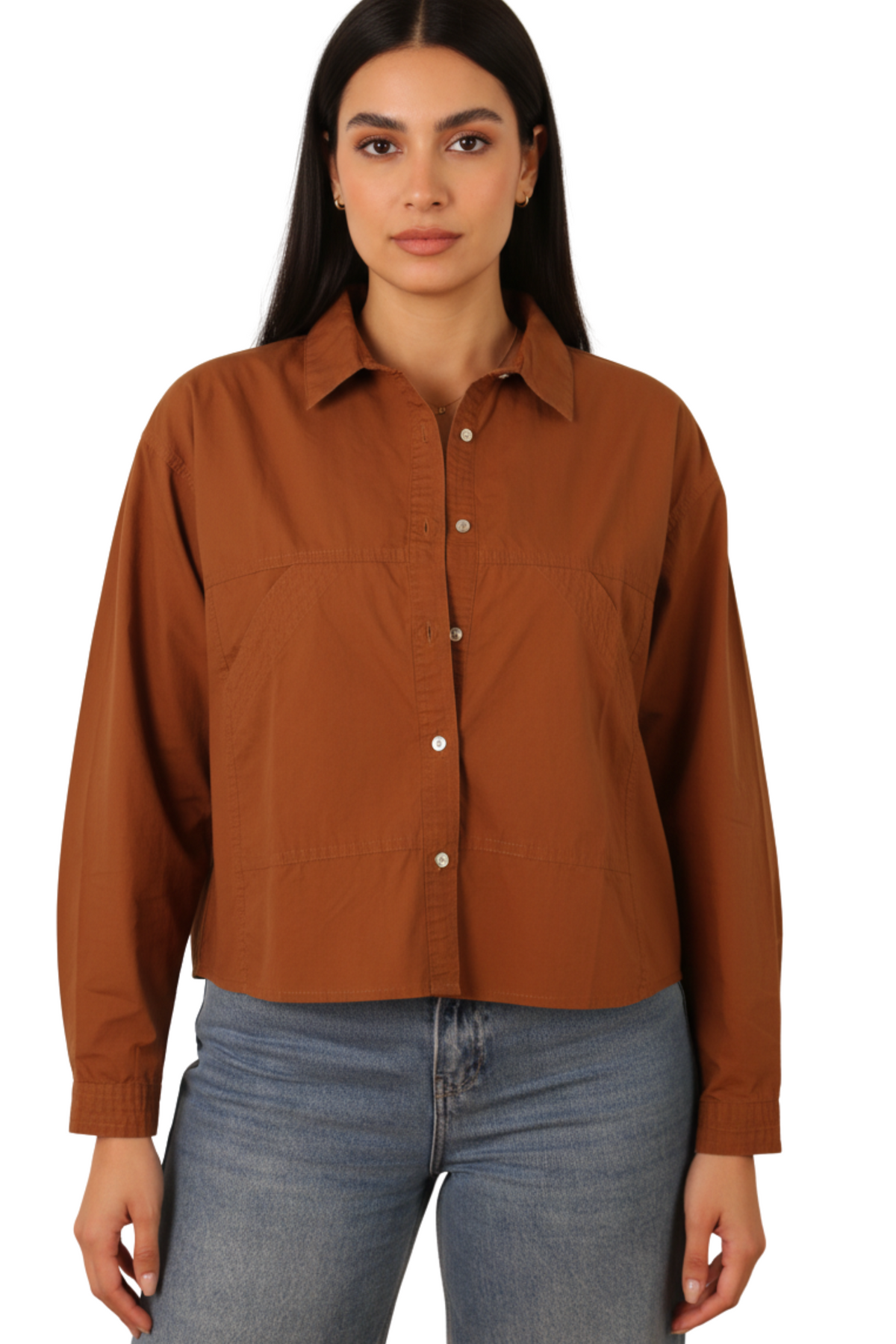 Women Cropped Shirt - Front Pockets