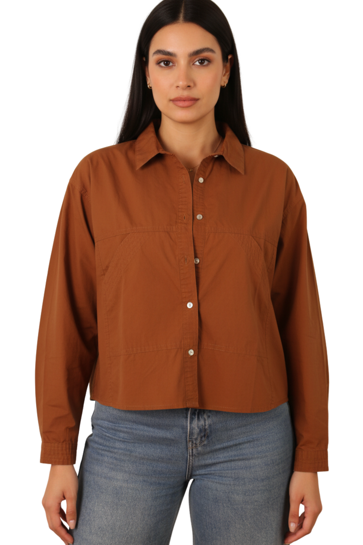 Women Cropped Shirt - Front Pockets