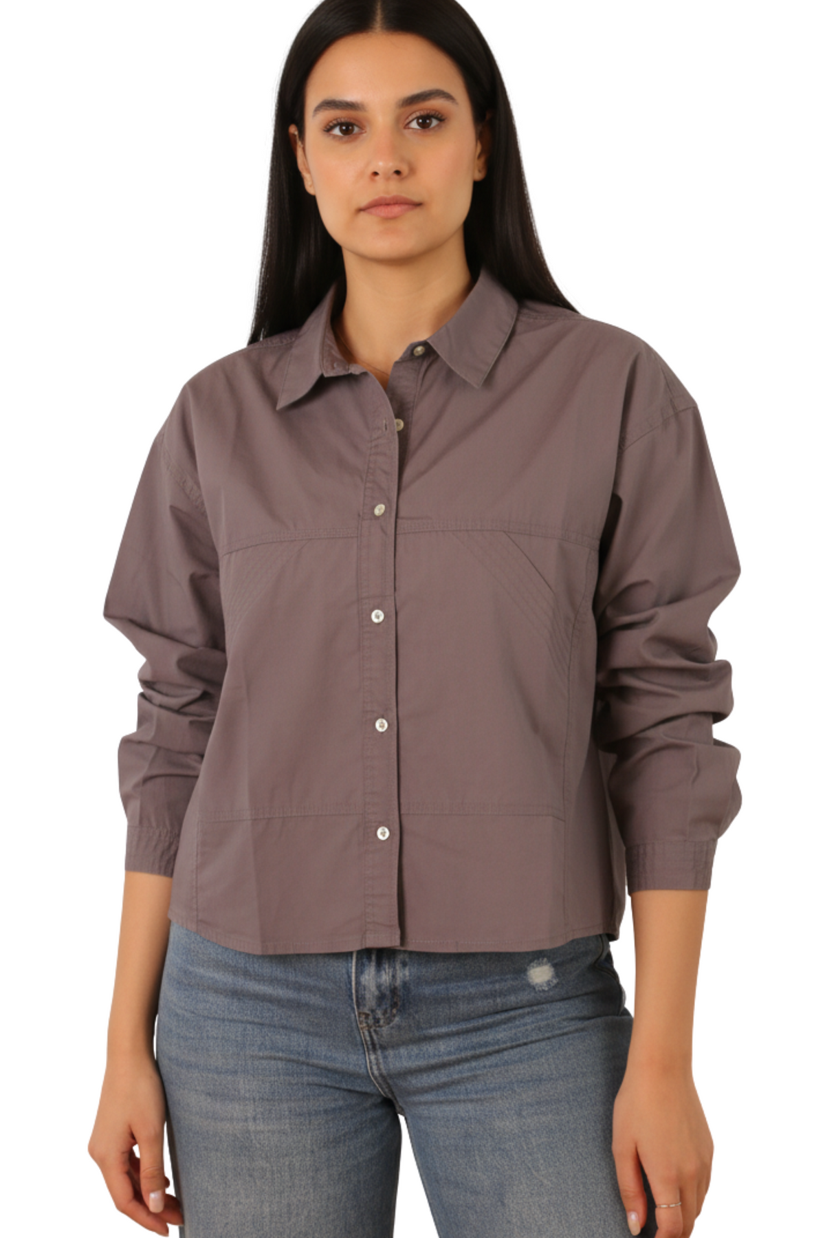 Women Cropped Shirt - Front Pockets