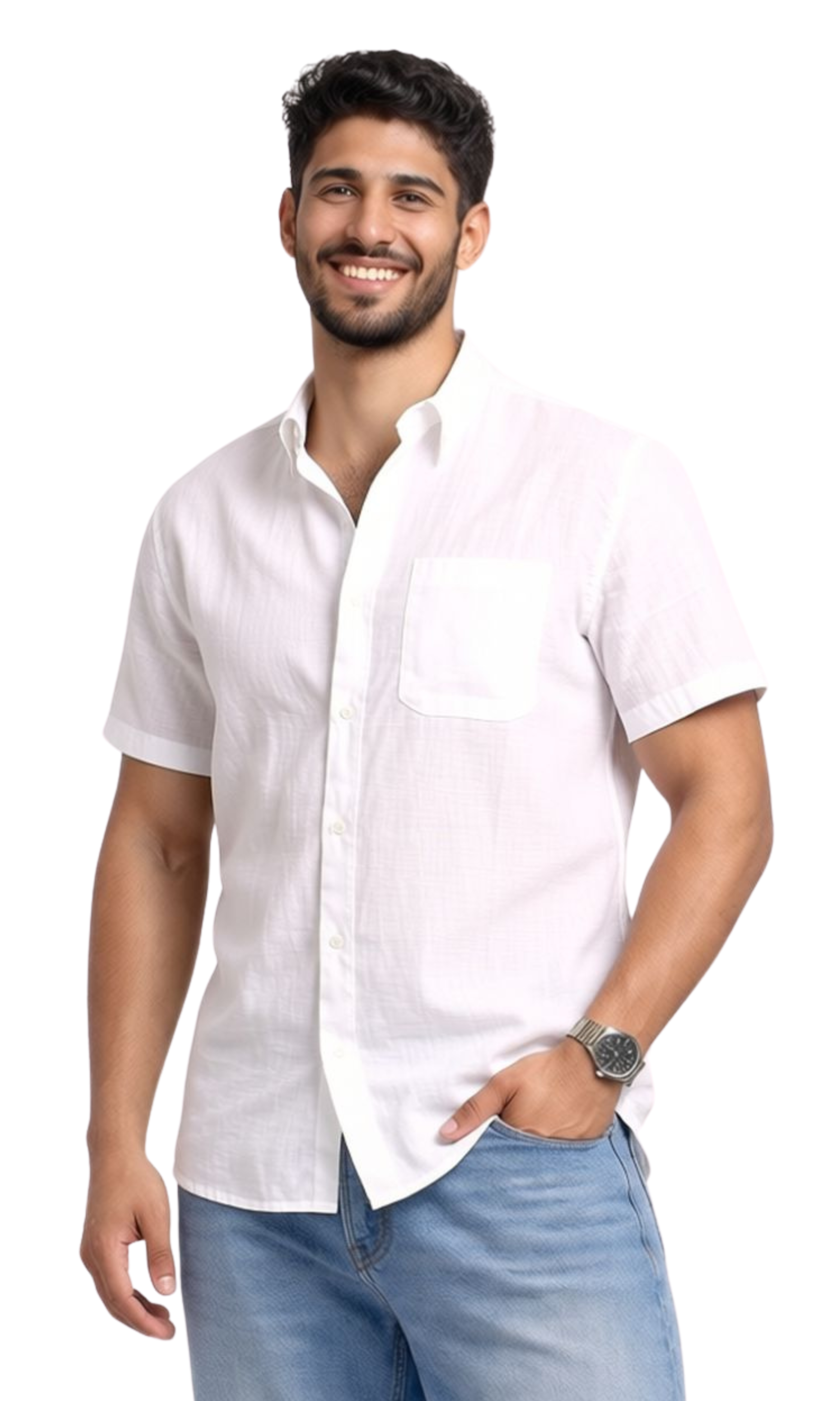 Men Linen Short Sleeve Shirt