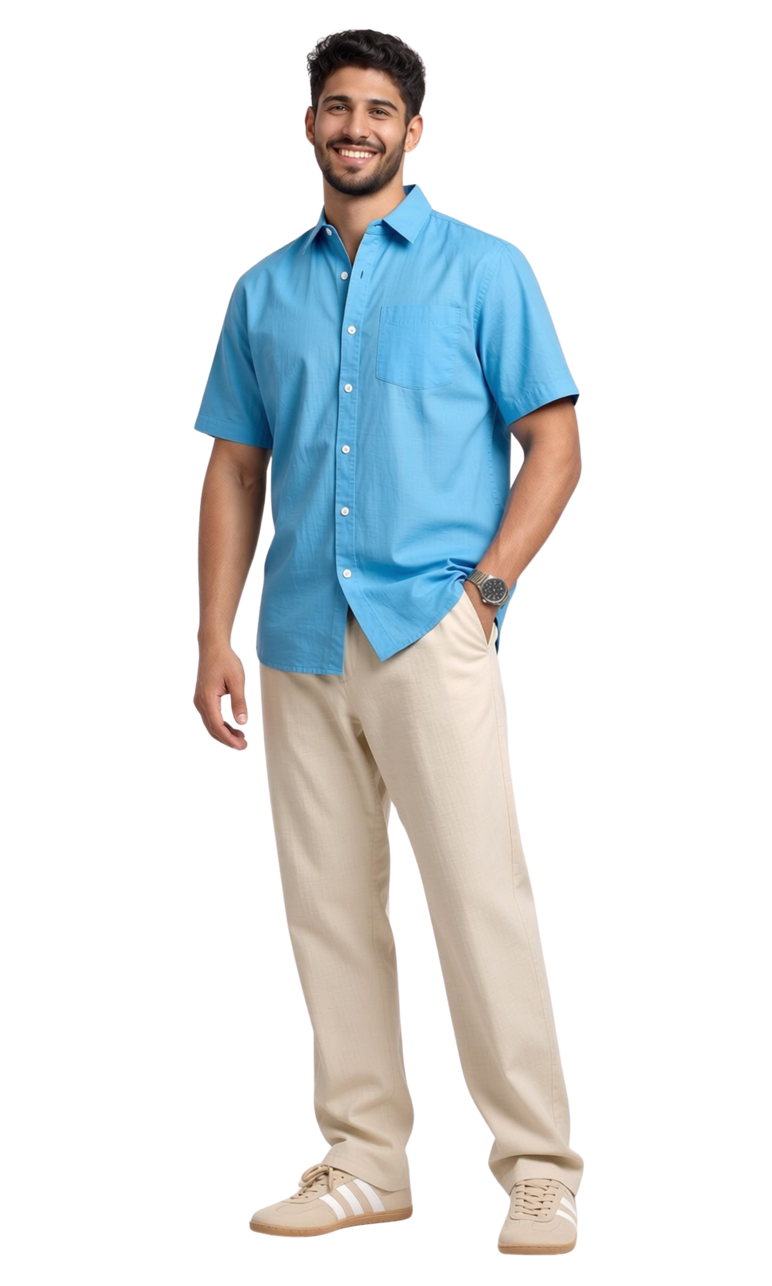 Men Linen Short Sleeve Shirt