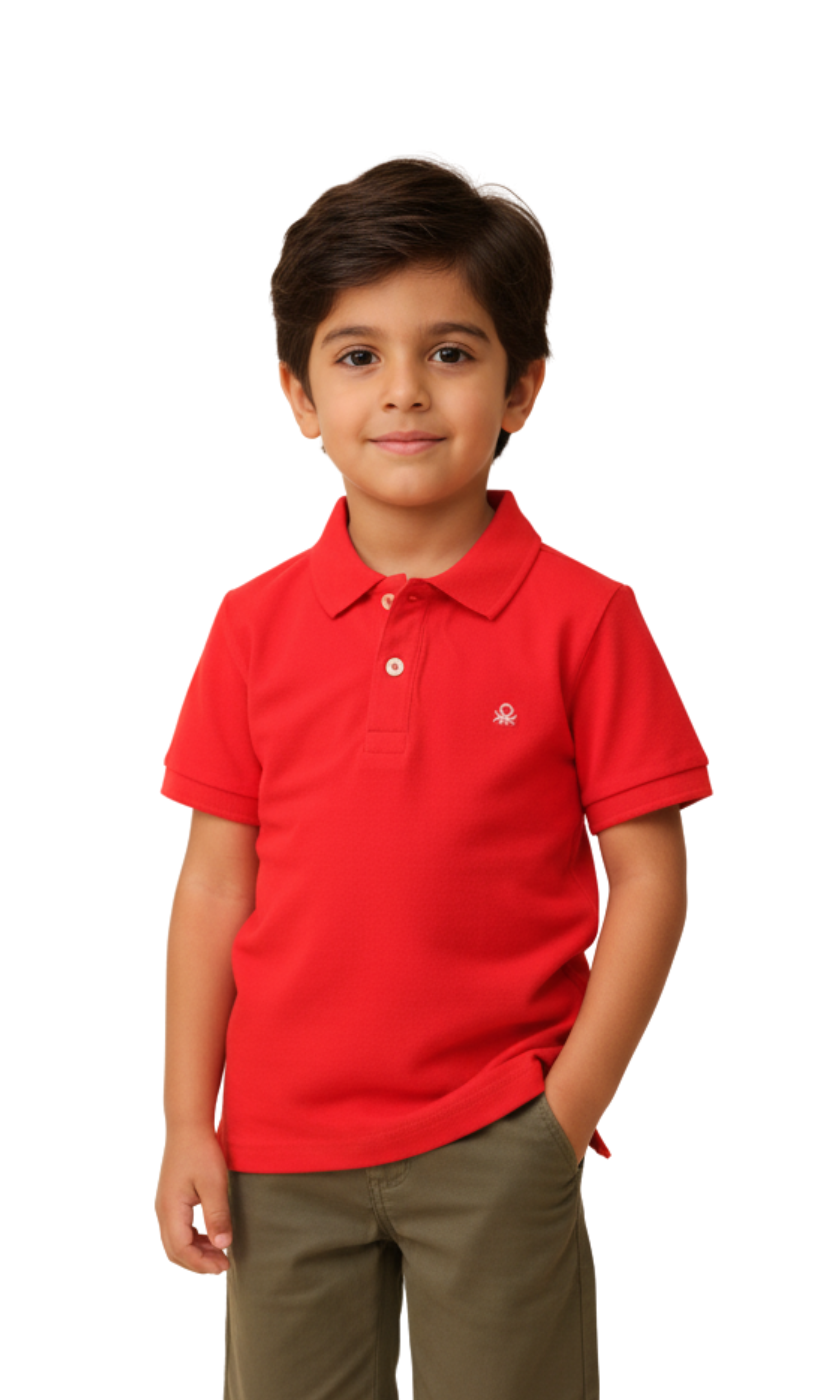 Kids Cotton Ribbed Polo Collar T-Shirt