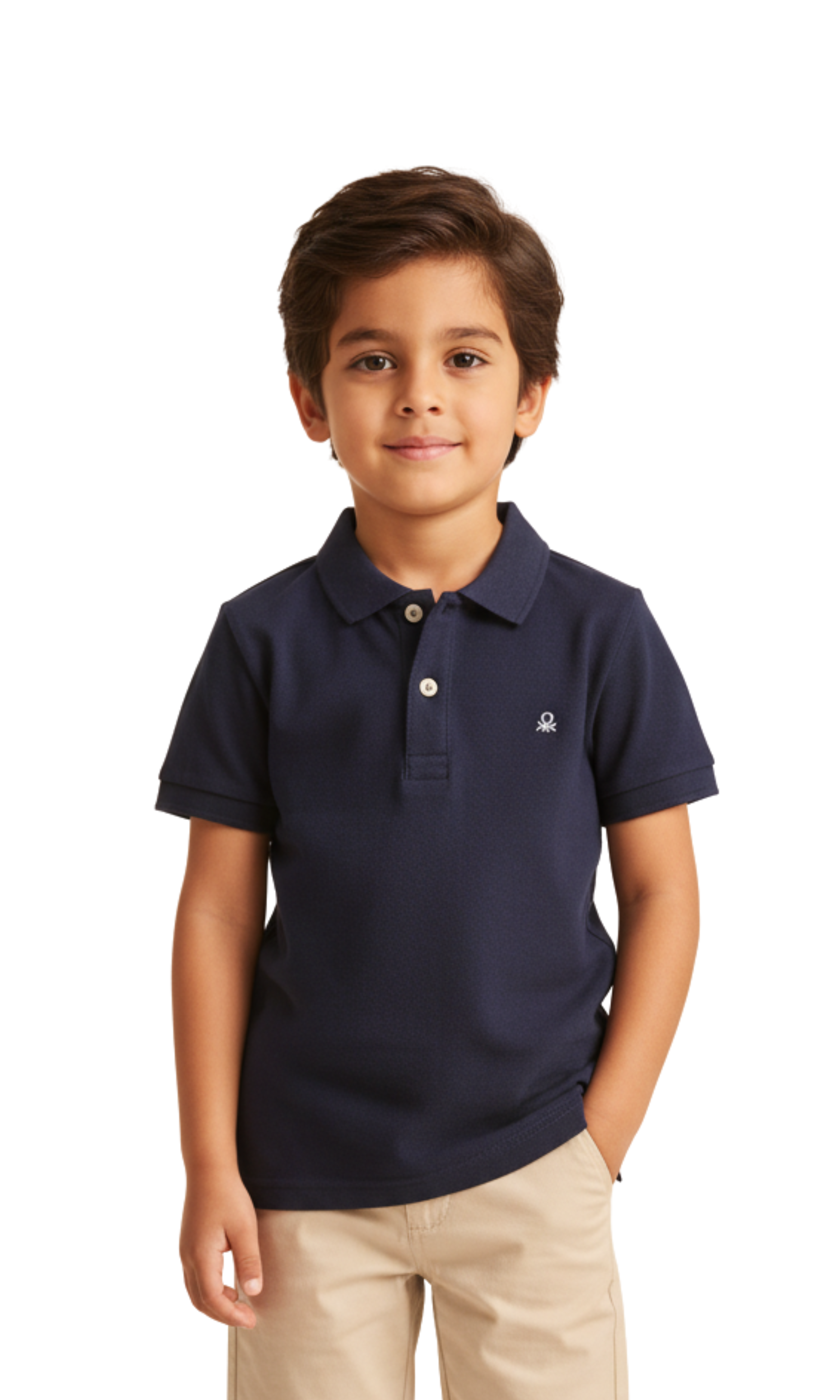 Kids Cotton Ribbed Polo Collar T-Shirt