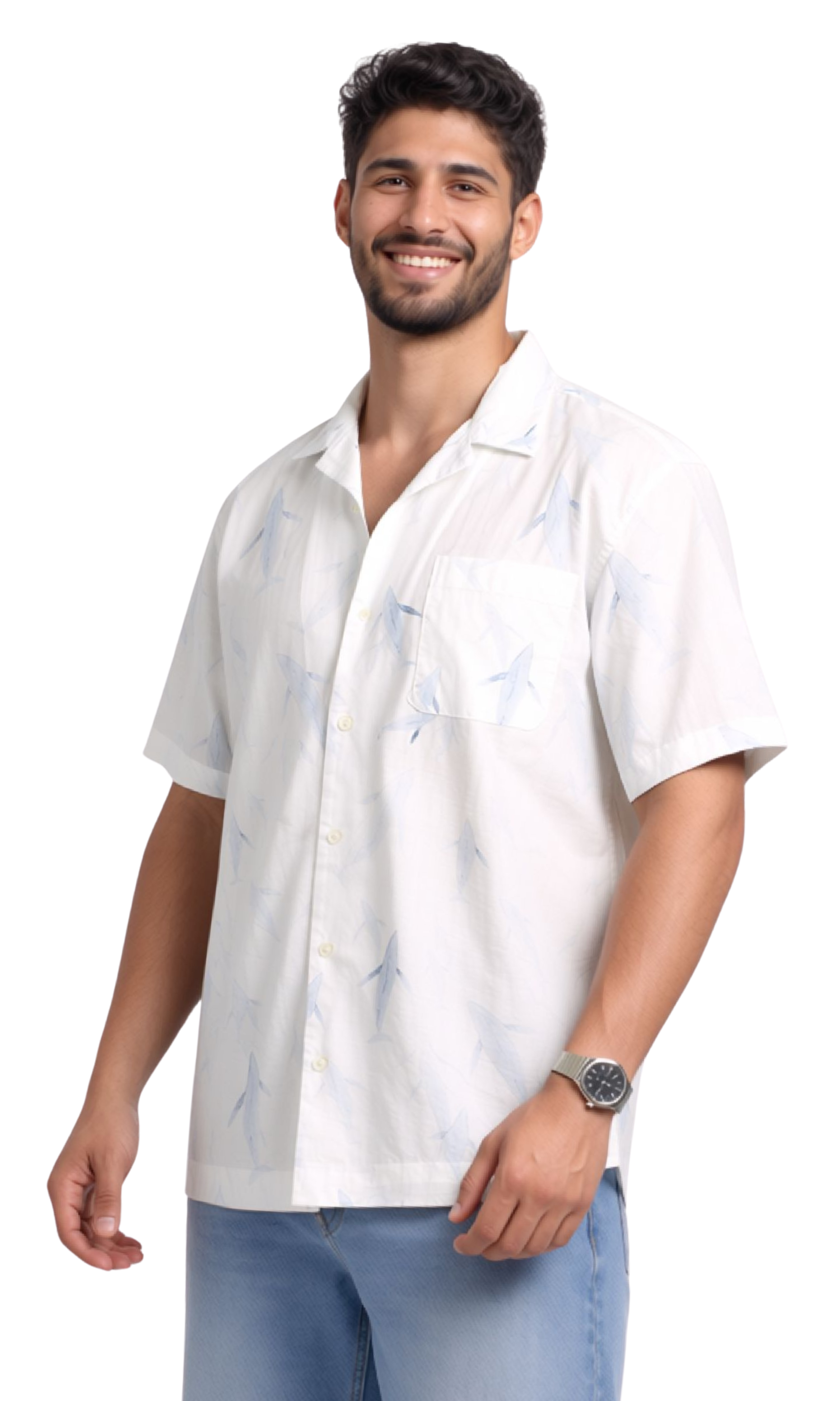 Men Cotton Shirt Dolphin Print