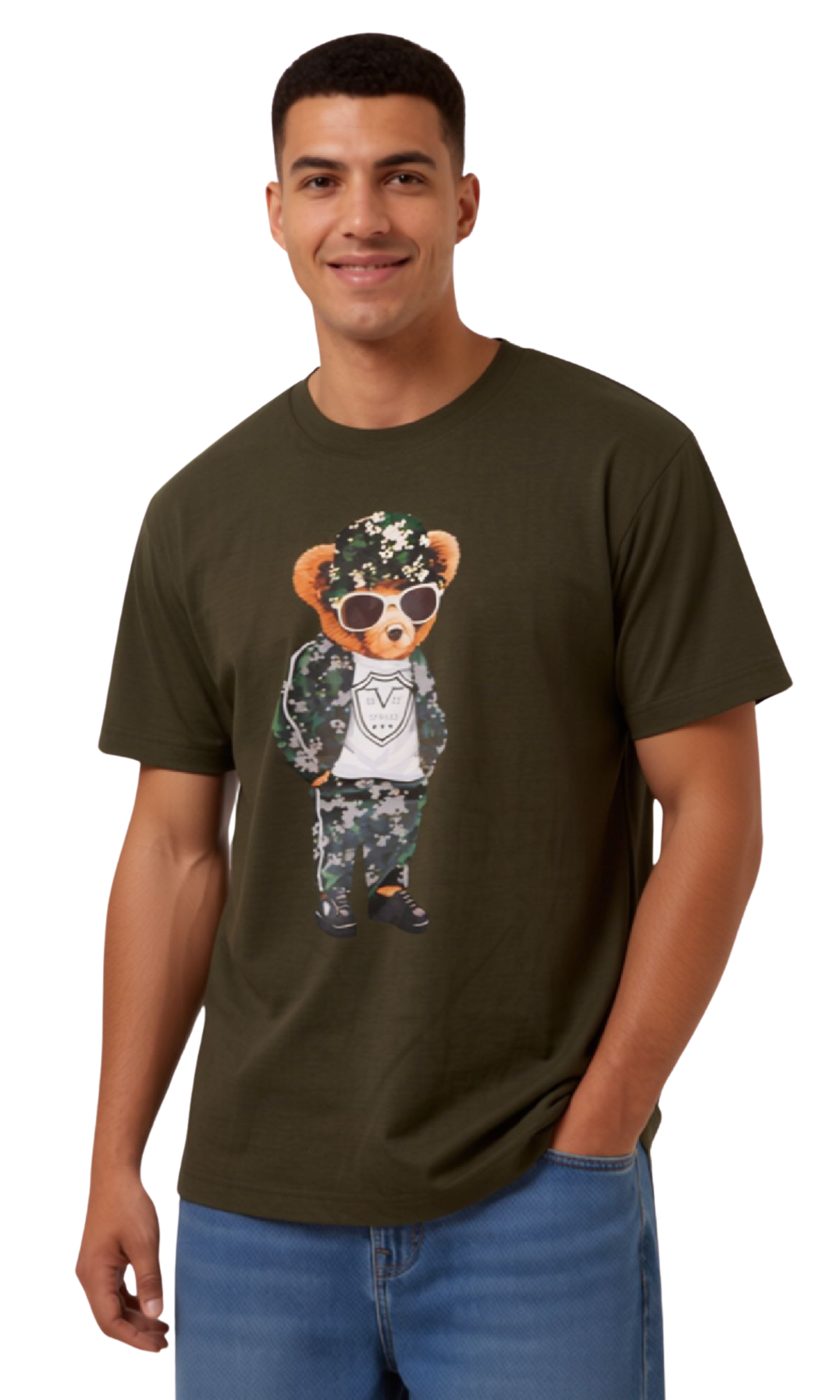 Men Regular Fit Bear Print
