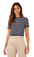 Women Striped Pattern Crew Neck T-shirt