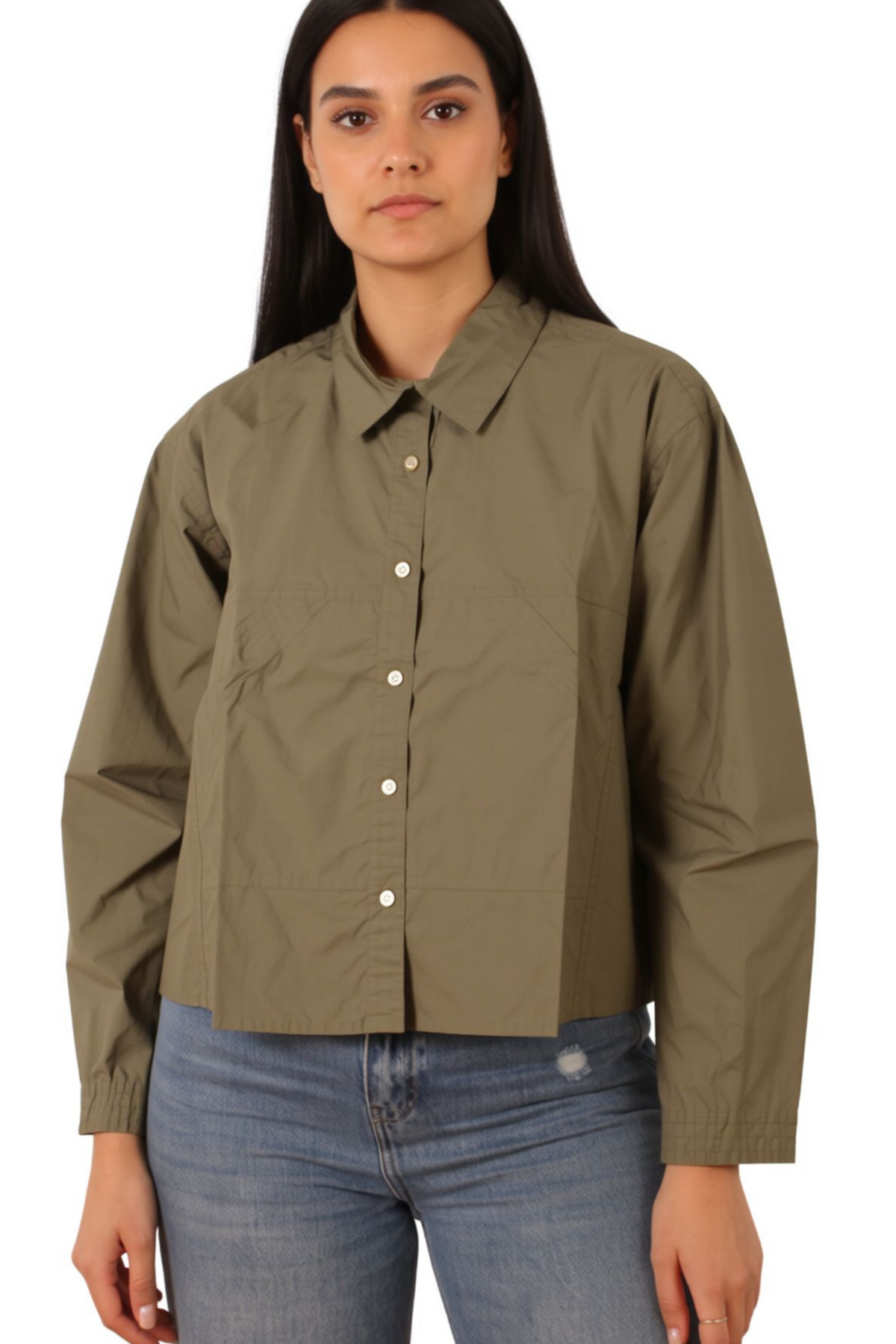Women Cropped Shirt - Front Pockets