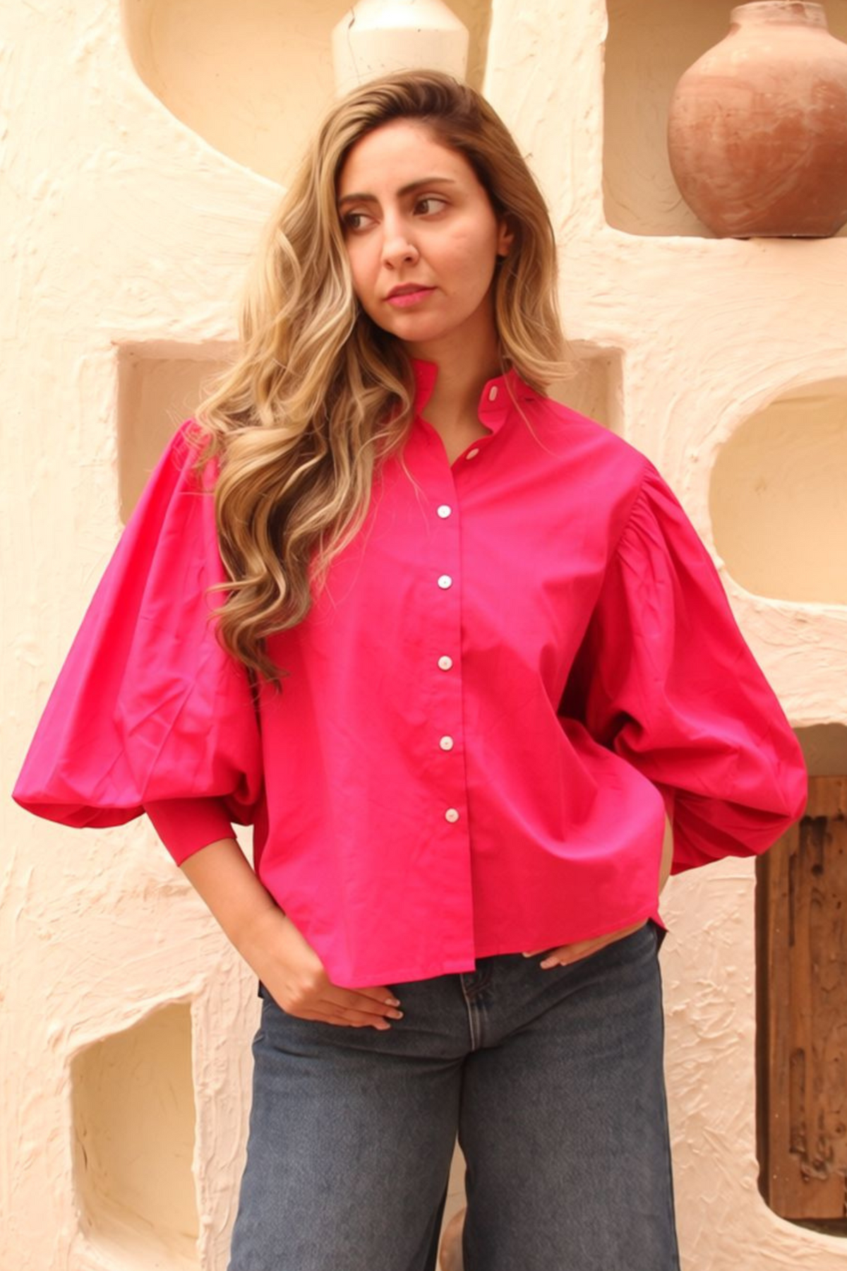 Women's balloon sleeve blouse, product photo