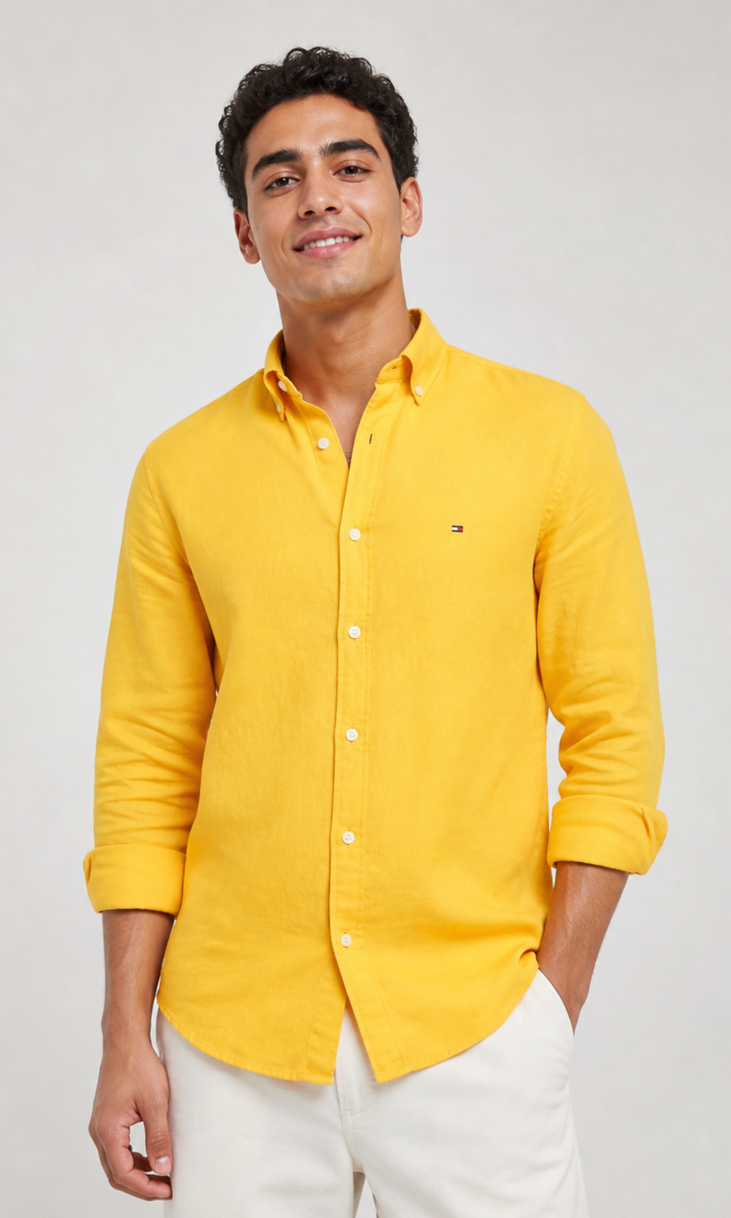 Men Slim Fit Oxford Shirt TH (Dark Yellow)