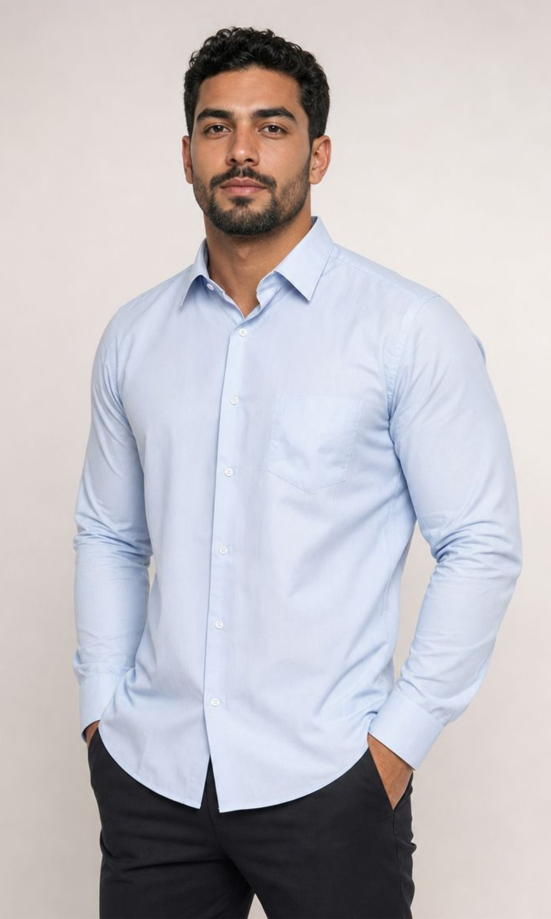 Men Regular Fit Classic Shirt (Baby Blue)
