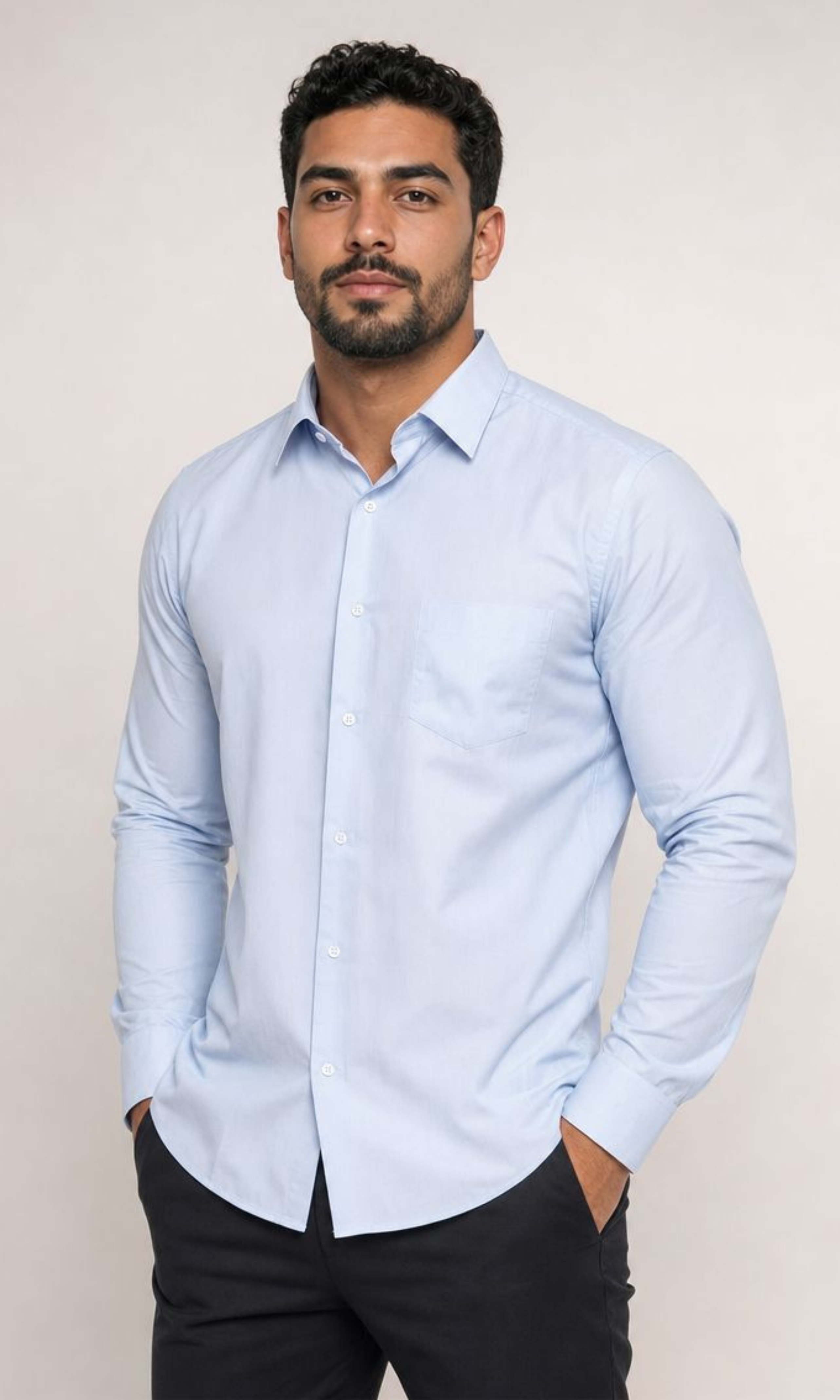 Men Regular Fit Classic Shirt (Baby Blue)
