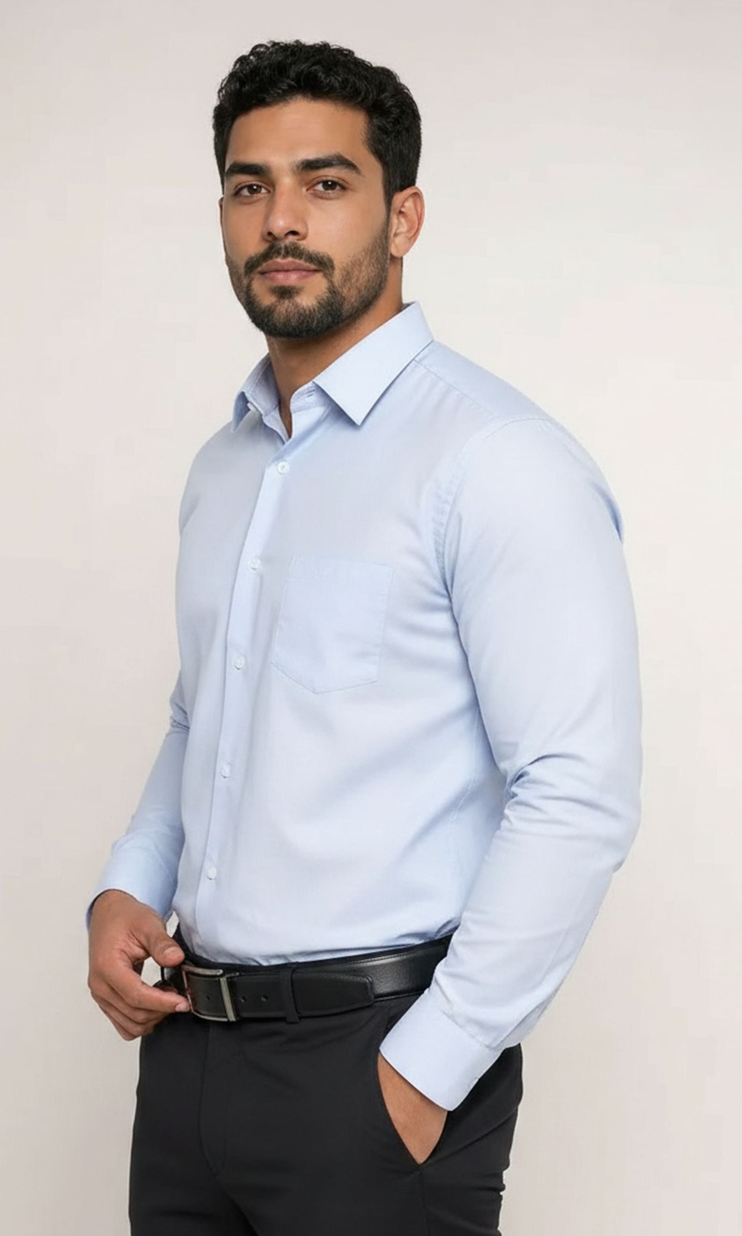 Men Regular Fit Classic Shirt (Baby Blue)