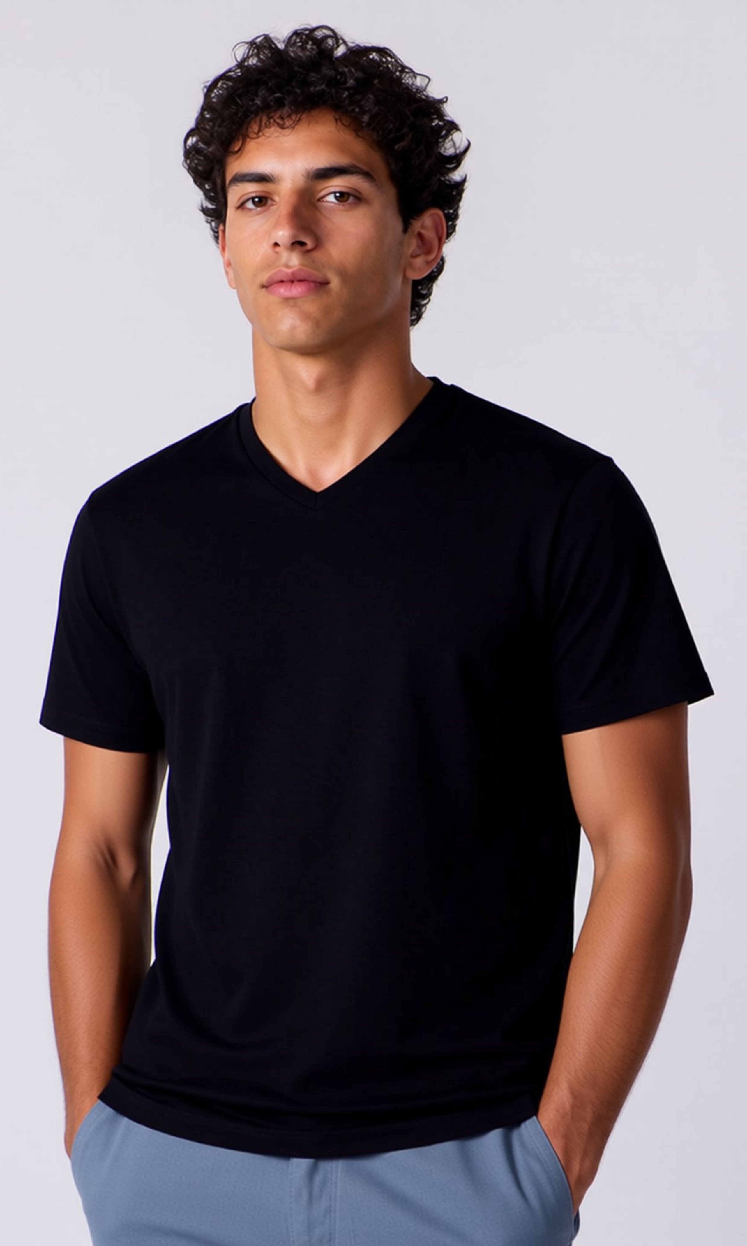 Men Cotton Basic T-Shirt (Black)