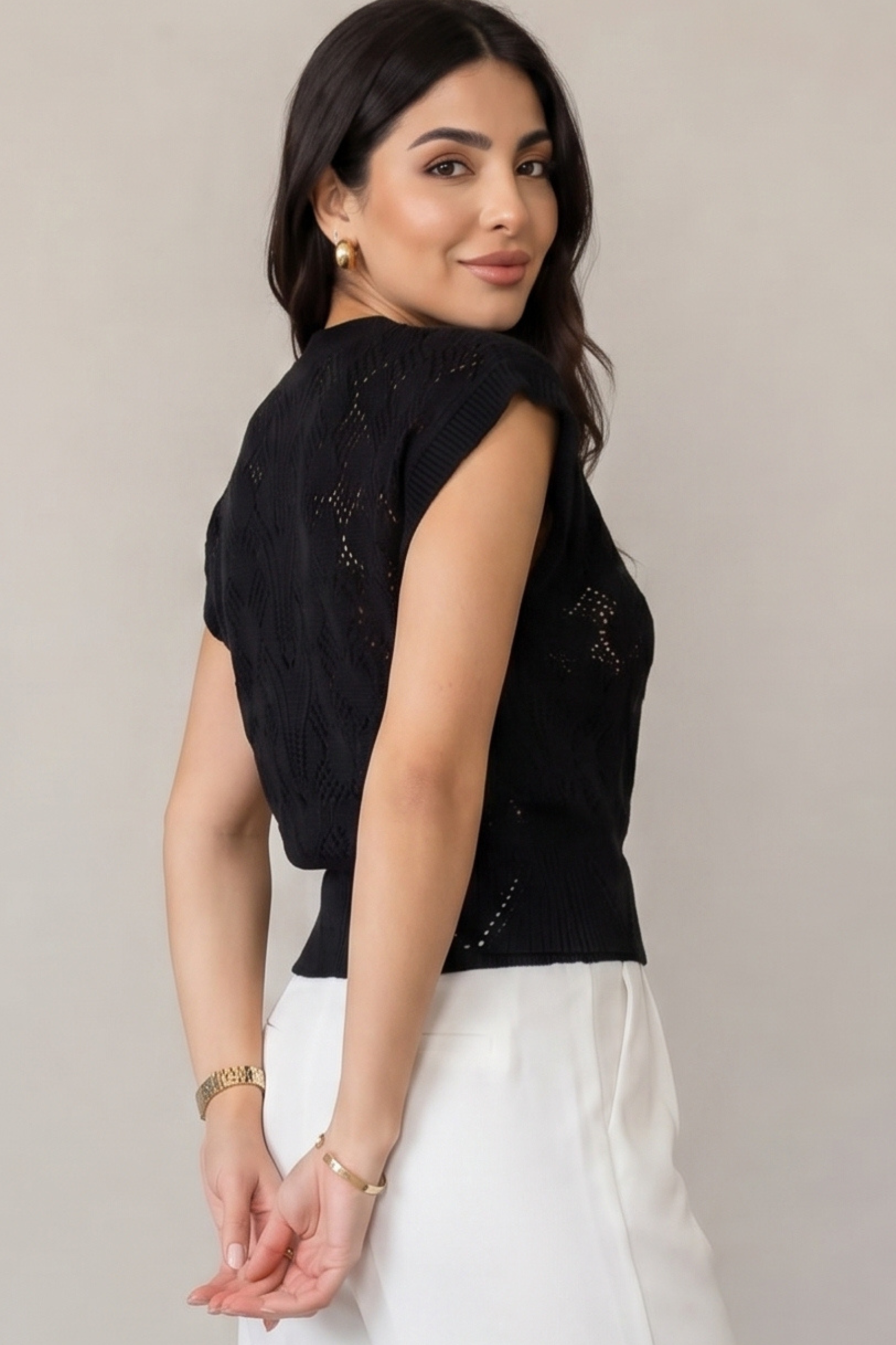 Women Sweater Vest Cable Knit Pattern
