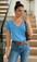 New-Women Cotton V-neck T-Shirt
