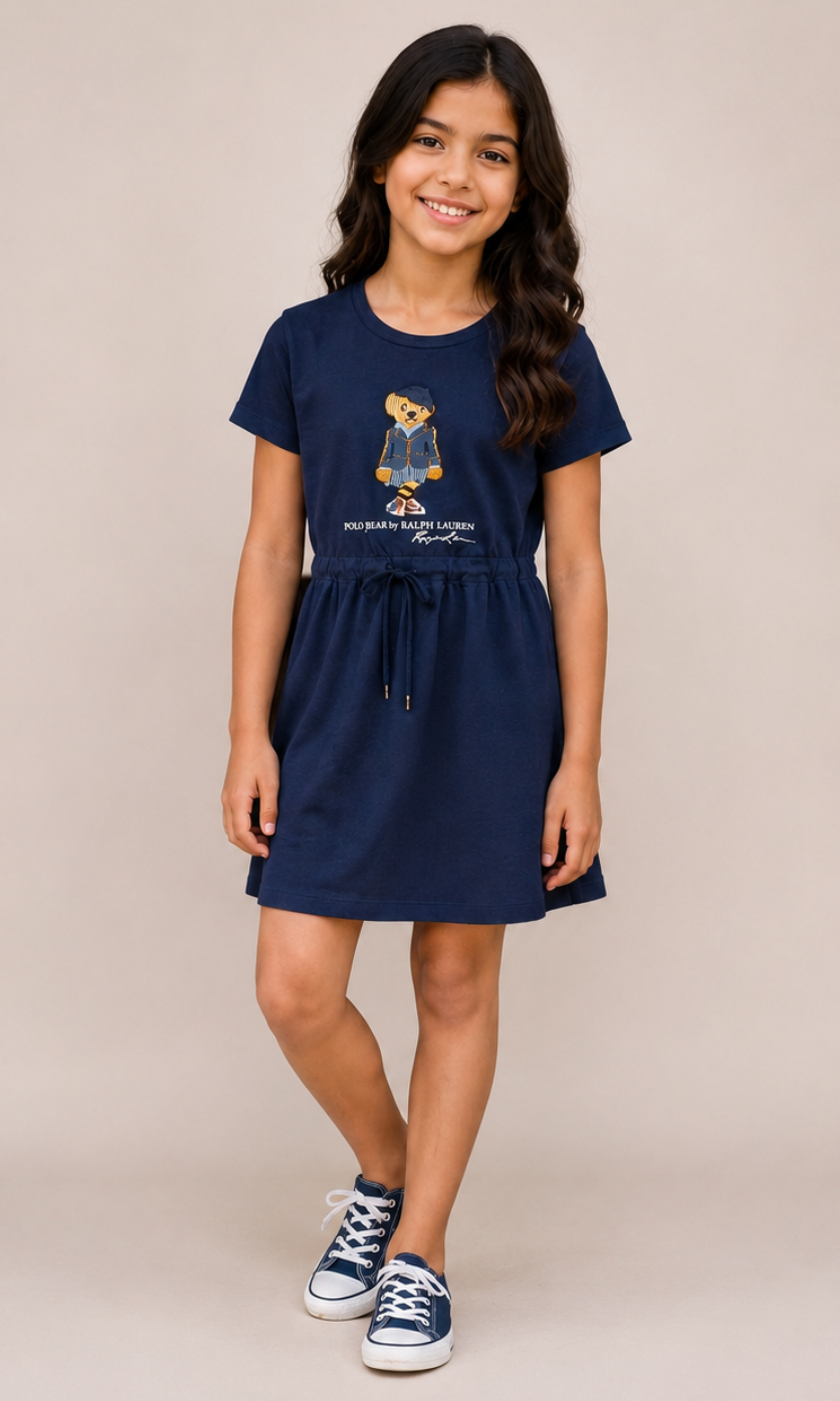 Kids Sweet Style Bear Cotton Dress