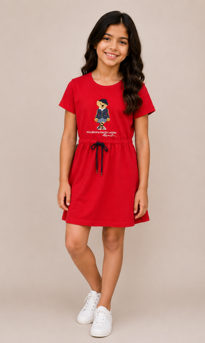 Kids Sweet Style Bear Cotton Dress