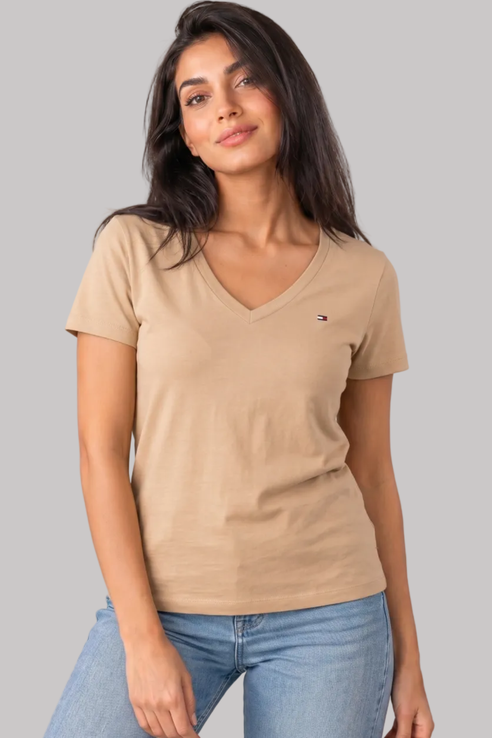 New-Women Cotton V-neck T-Shirt