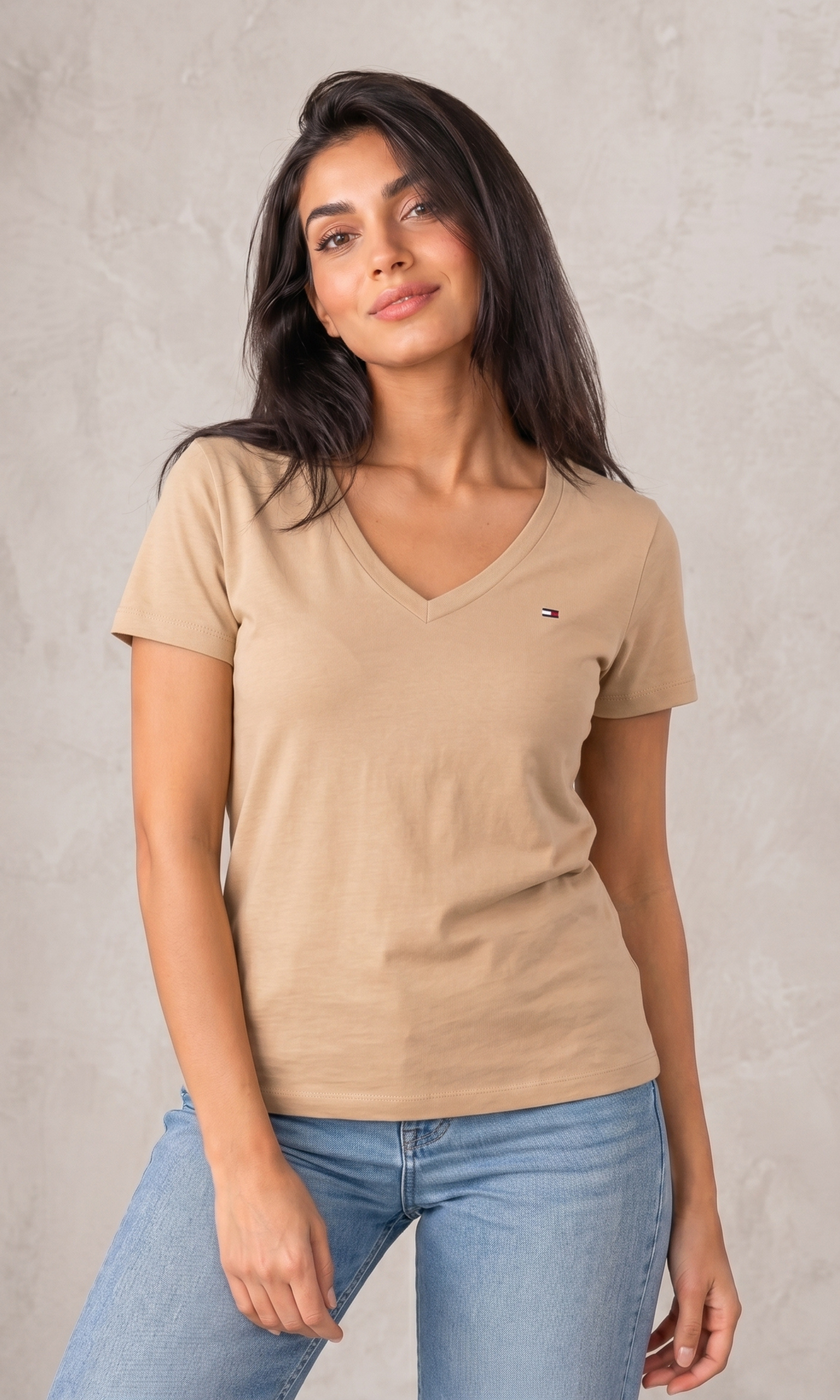 New-Women Cotton V-neck T-Shirt