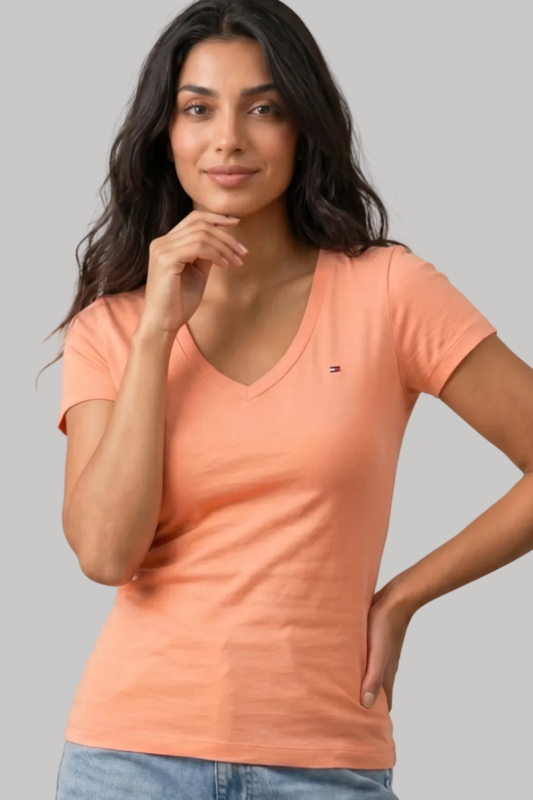New-Women Cotton V-neck T-Shirt