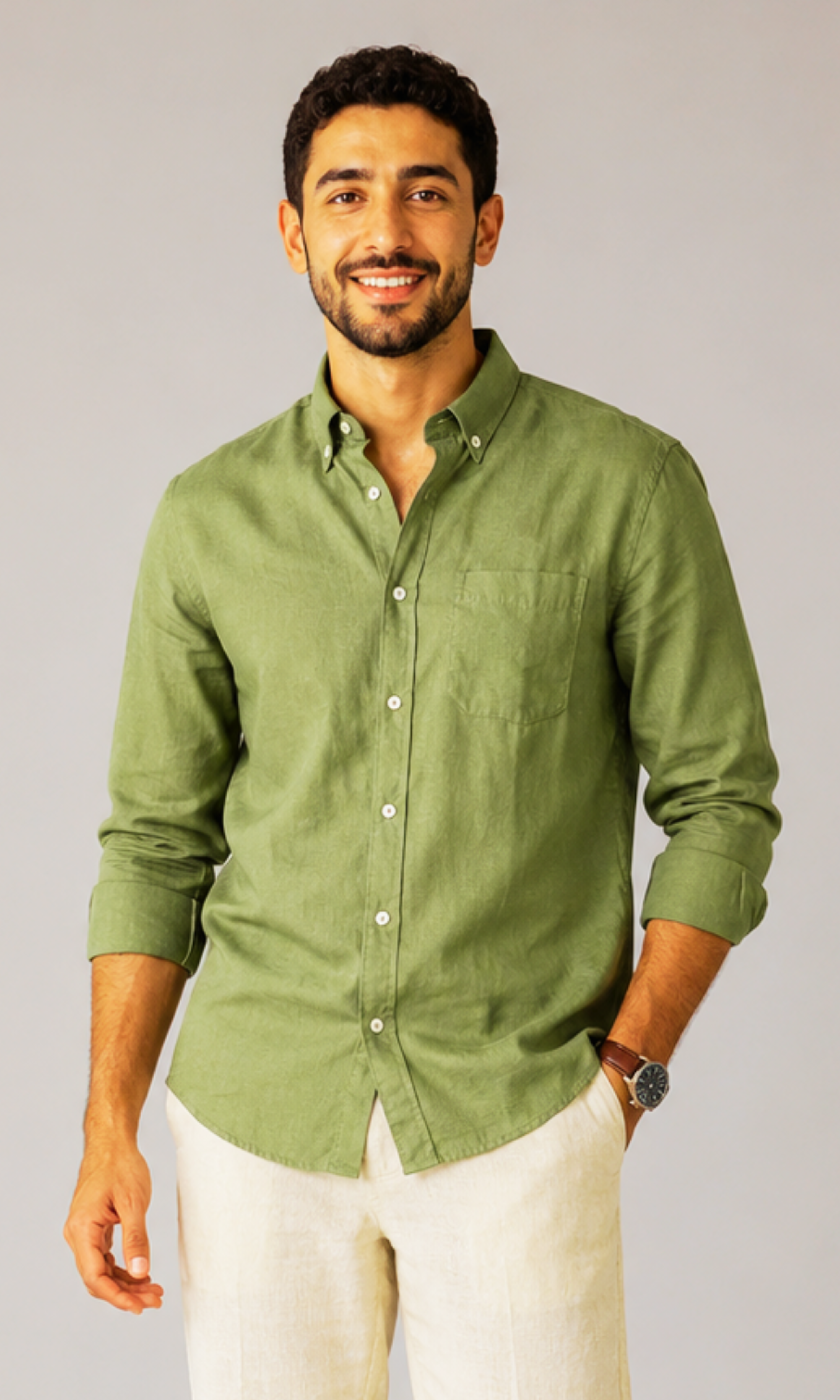 NEW-NUT-Men Linen Long Sleeve Shirt