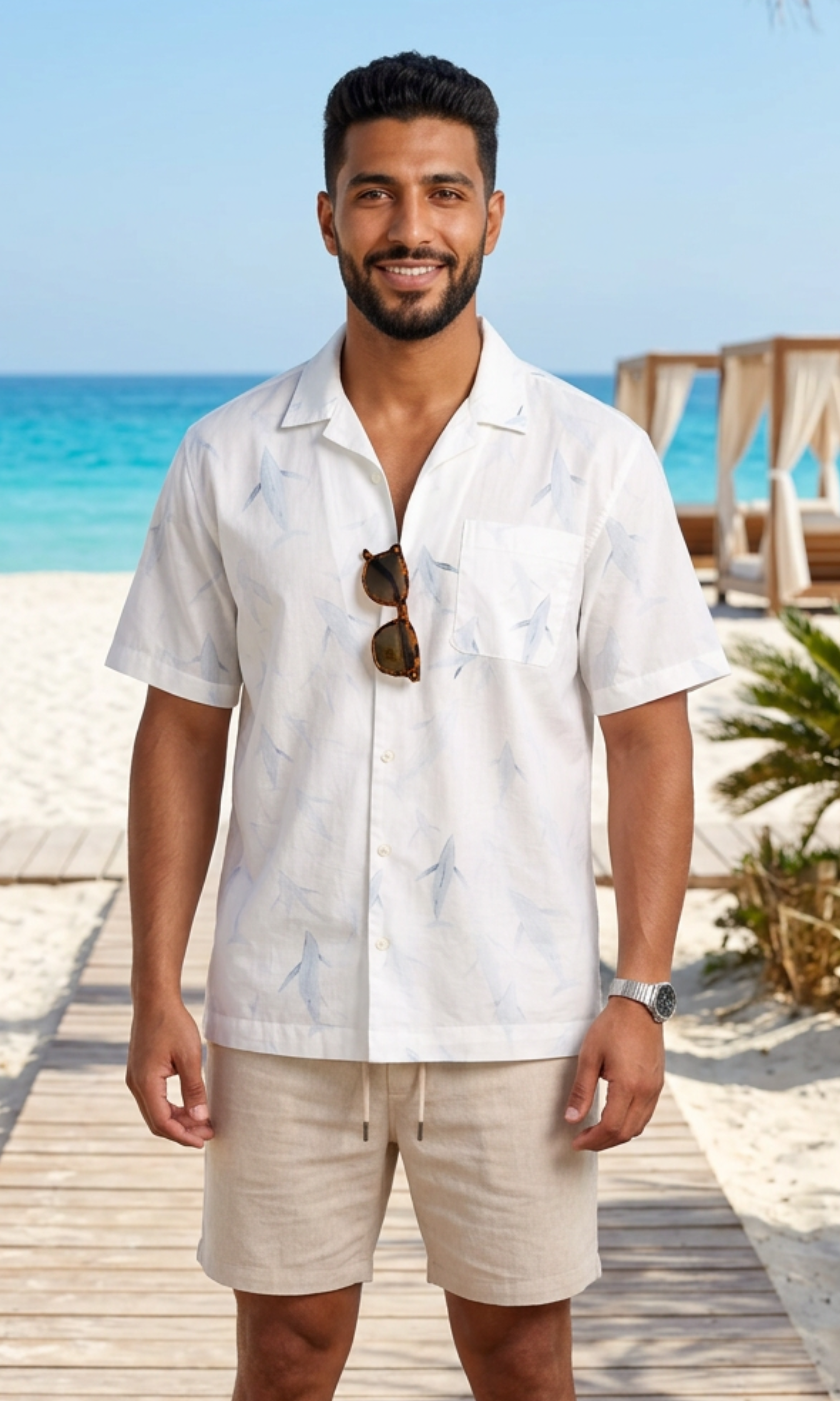 Men Cotton Shirt Dolphin Print