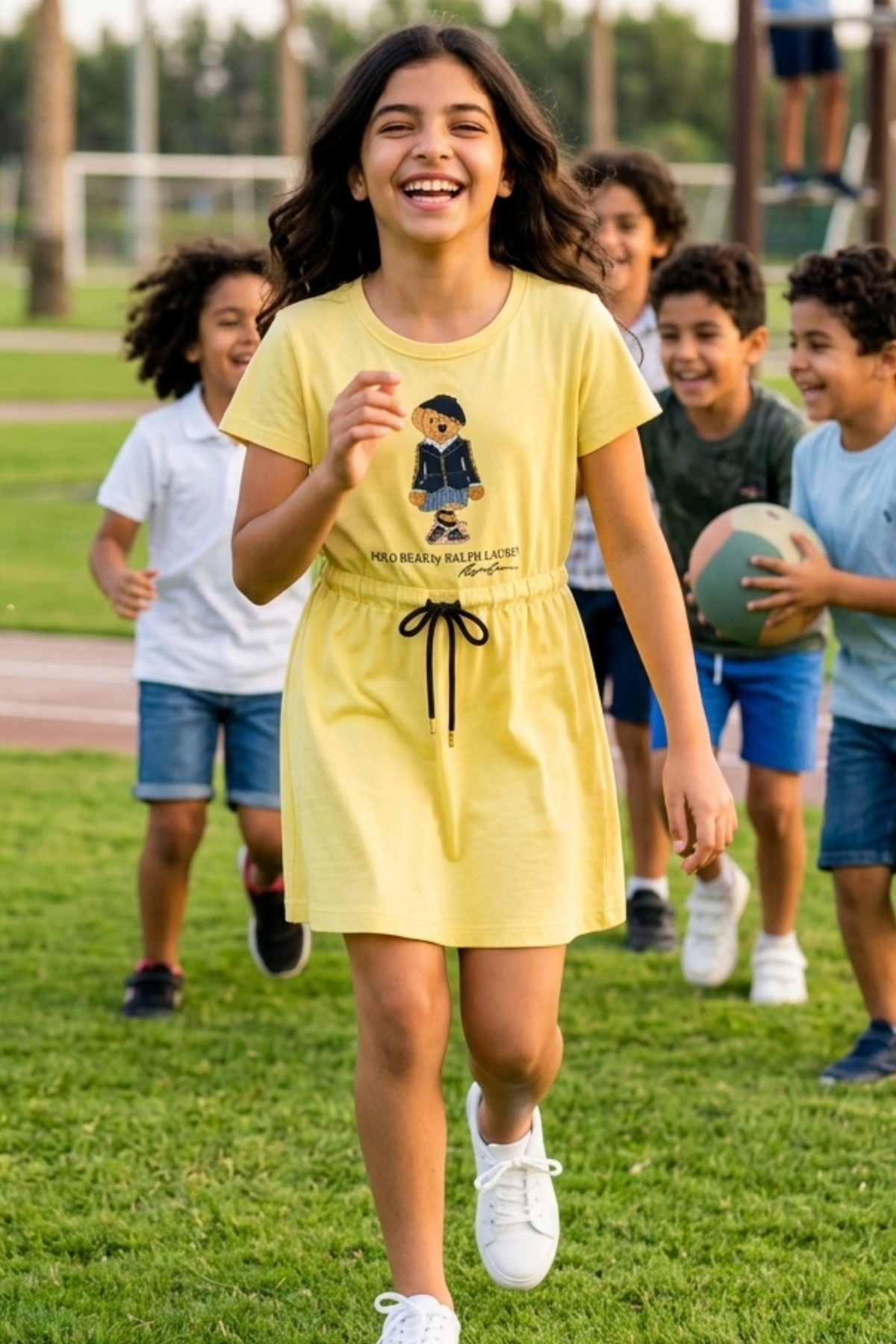 Kids Sweet Style Bear Cotton Dress