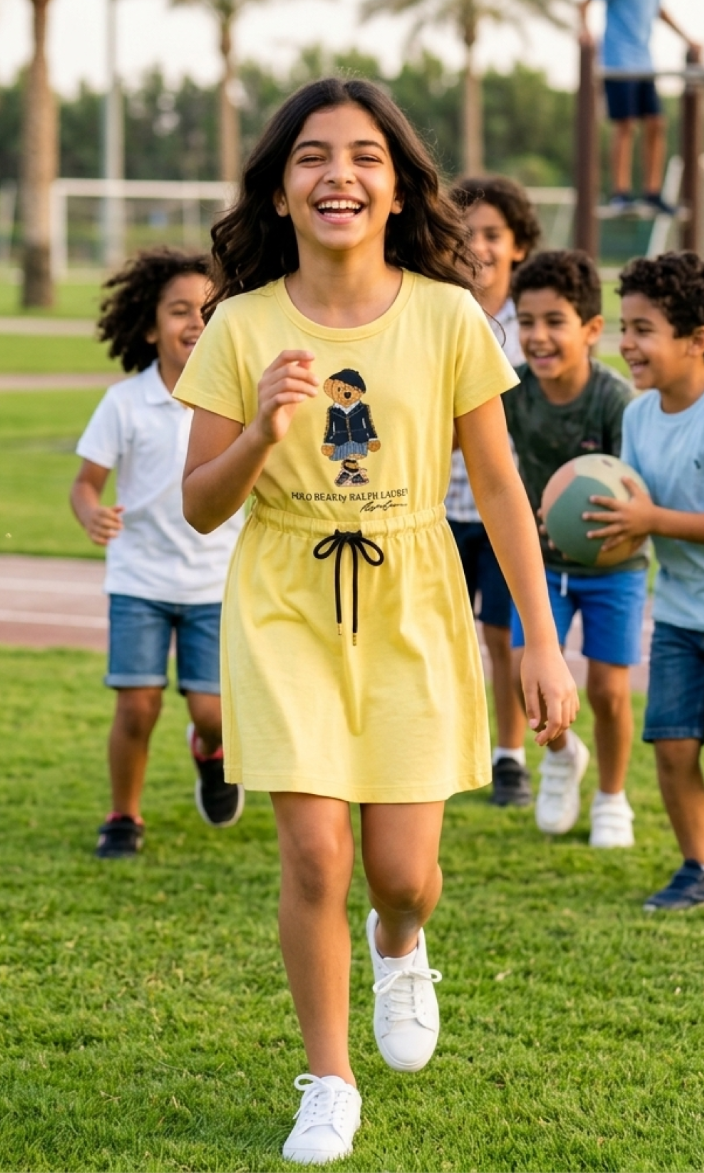 Kids Sweet Style Bear Cotton Dress