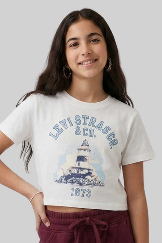 Kids Cropped T-Shirt (White)
