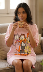 Women's oversized Garfield print nightshirt, product photo