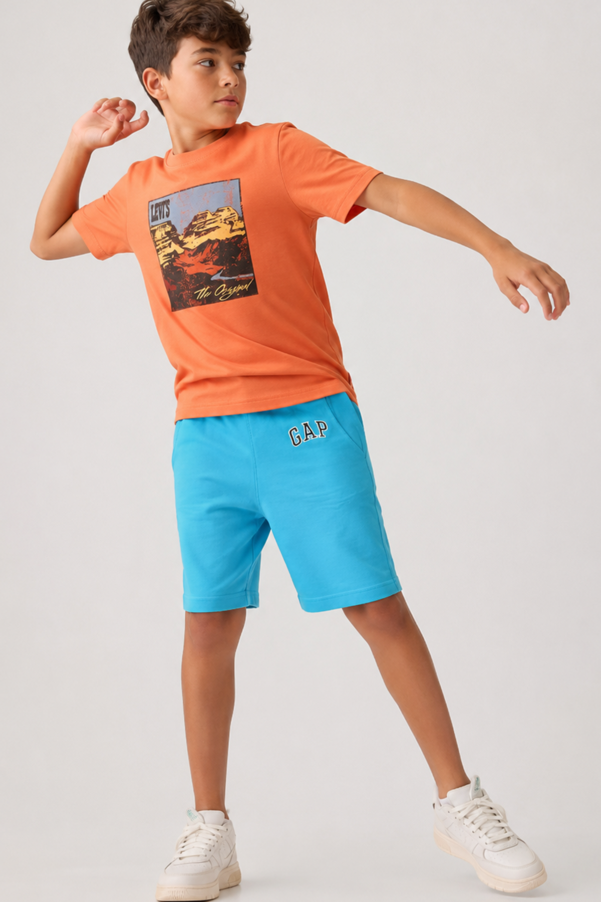 Kids Crew Neck T-Shirt (Orange - Big Logo)