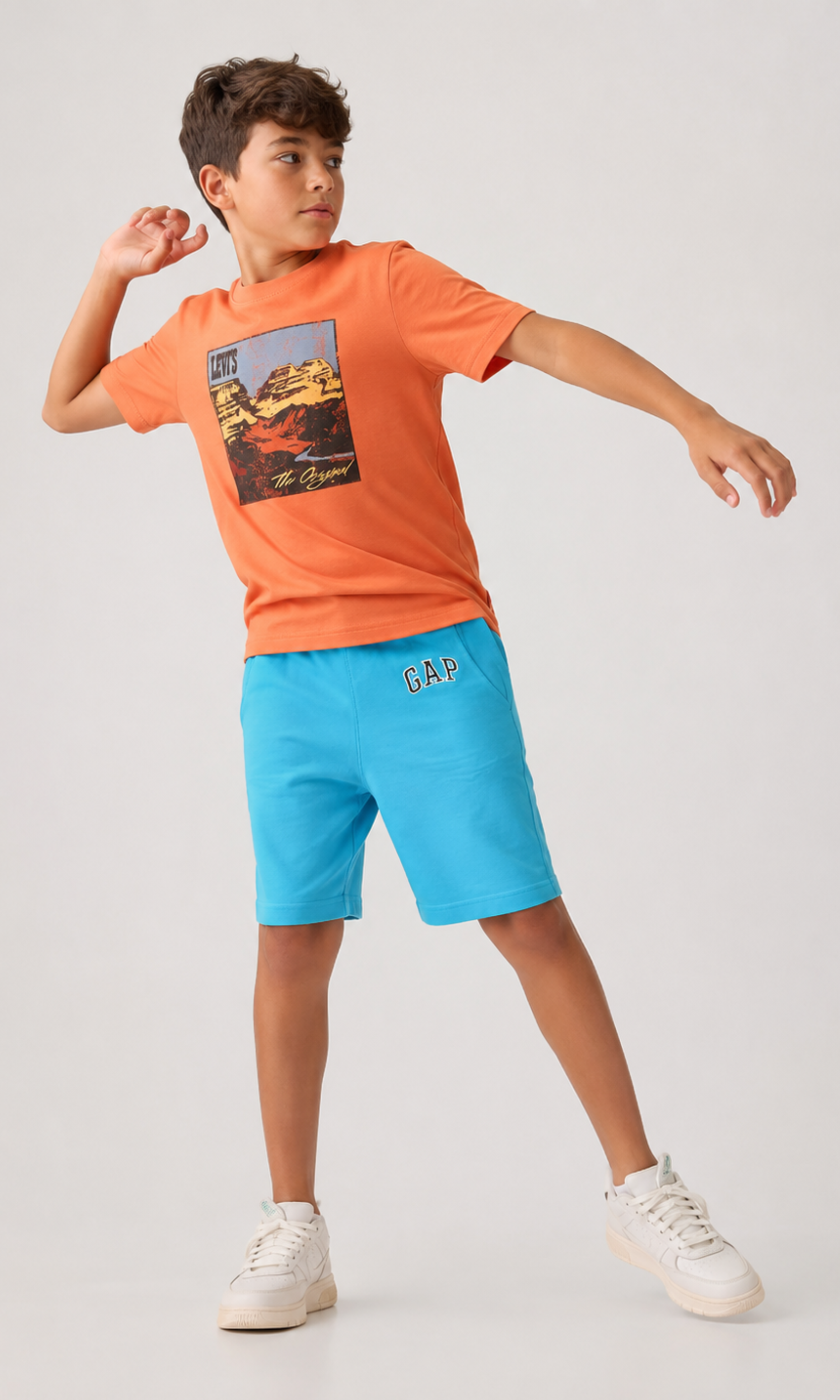 Kids Crew Neck T-Shirt (Orange - Big Logo)